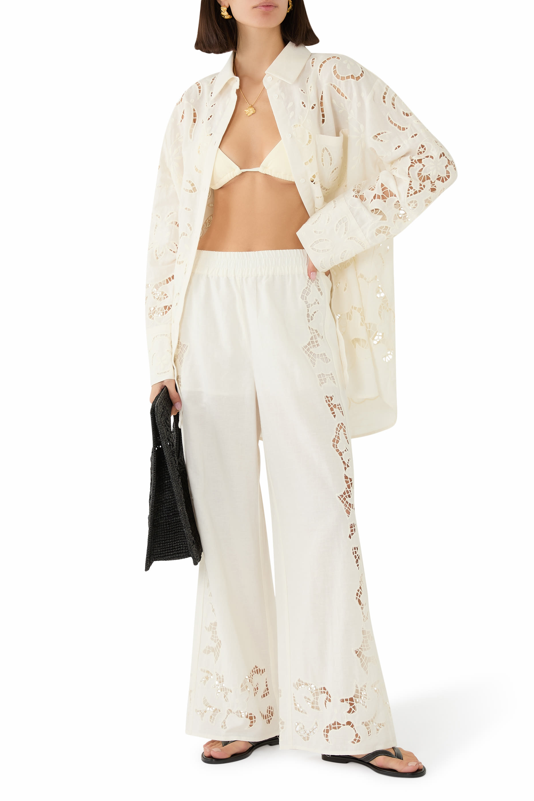 Tanya Eyelet Pull-On Pants