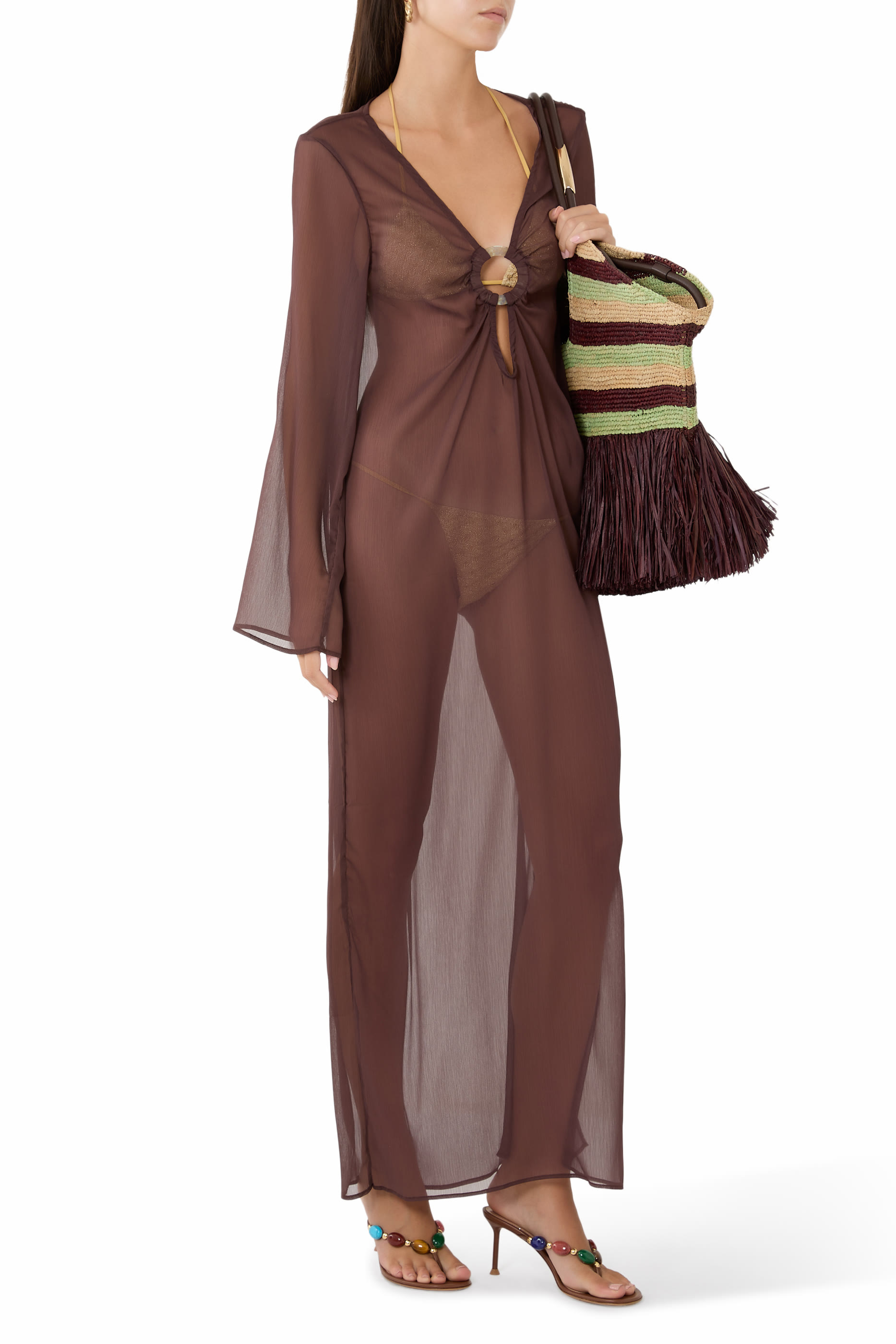 Moon Maxi Sheer Long-Sleeve Dress