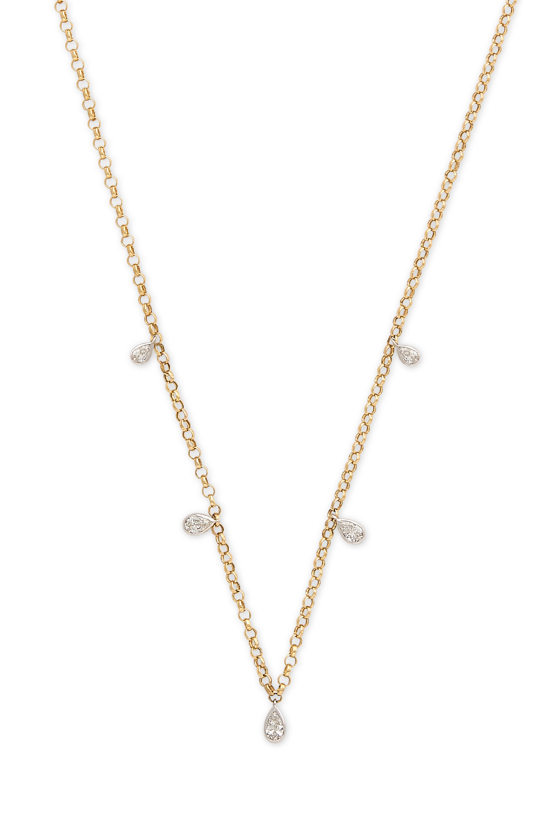  Drop Mini Necklace, 18K Yellow Gold & Diamonds