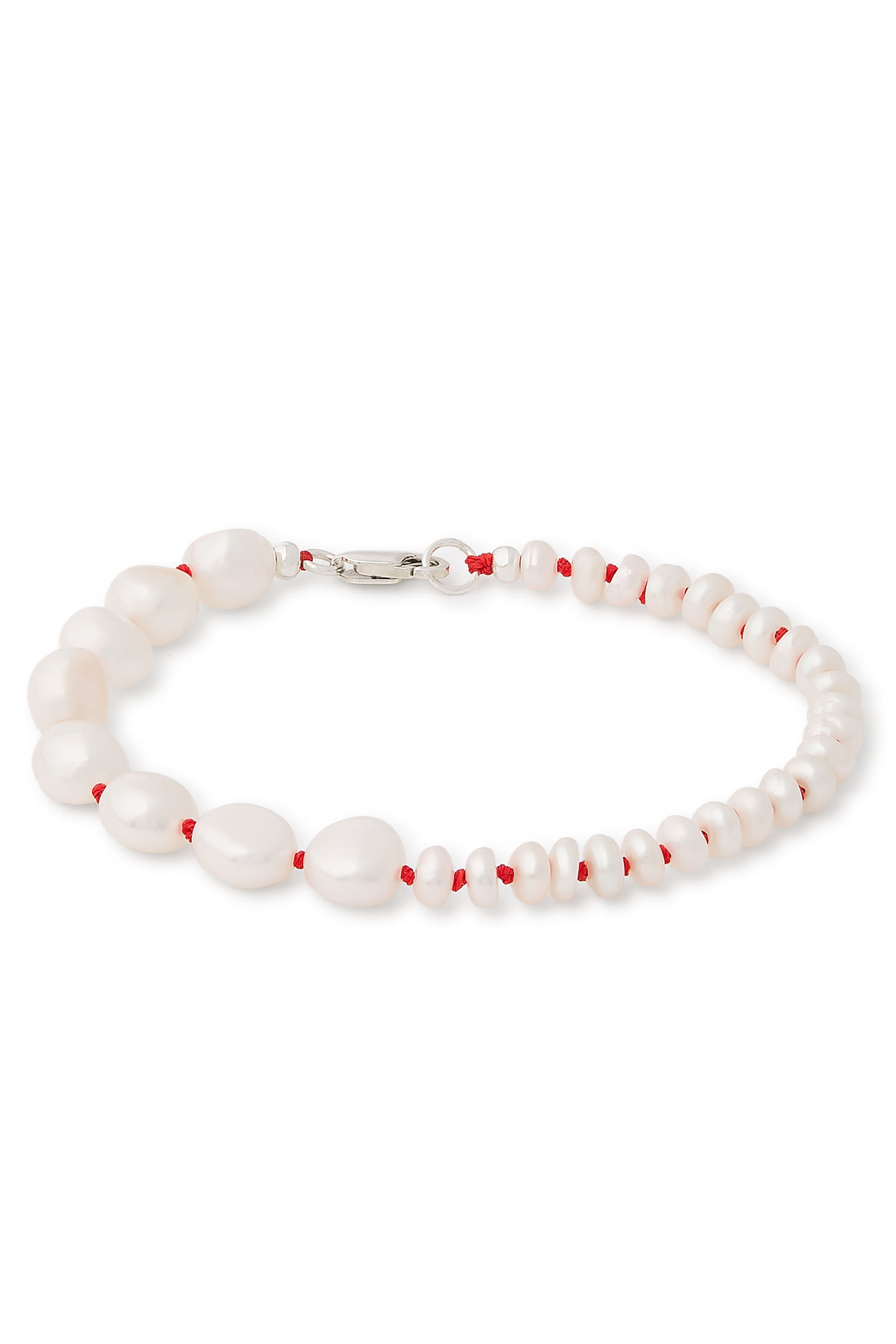 The Mira Necklace with Red Cord, Freshwater Pearls