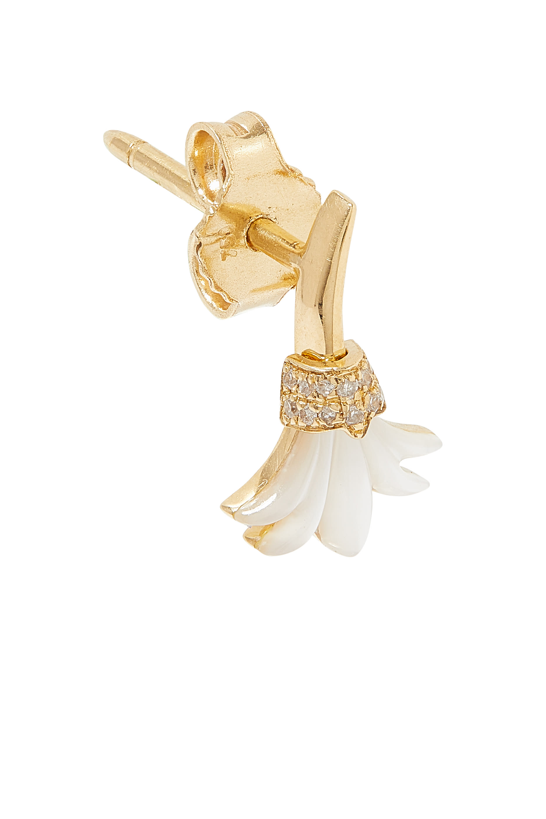 Psychedeliah Earrings, 18k Yellow Gold & Diamonds, Mother-of-Pearl