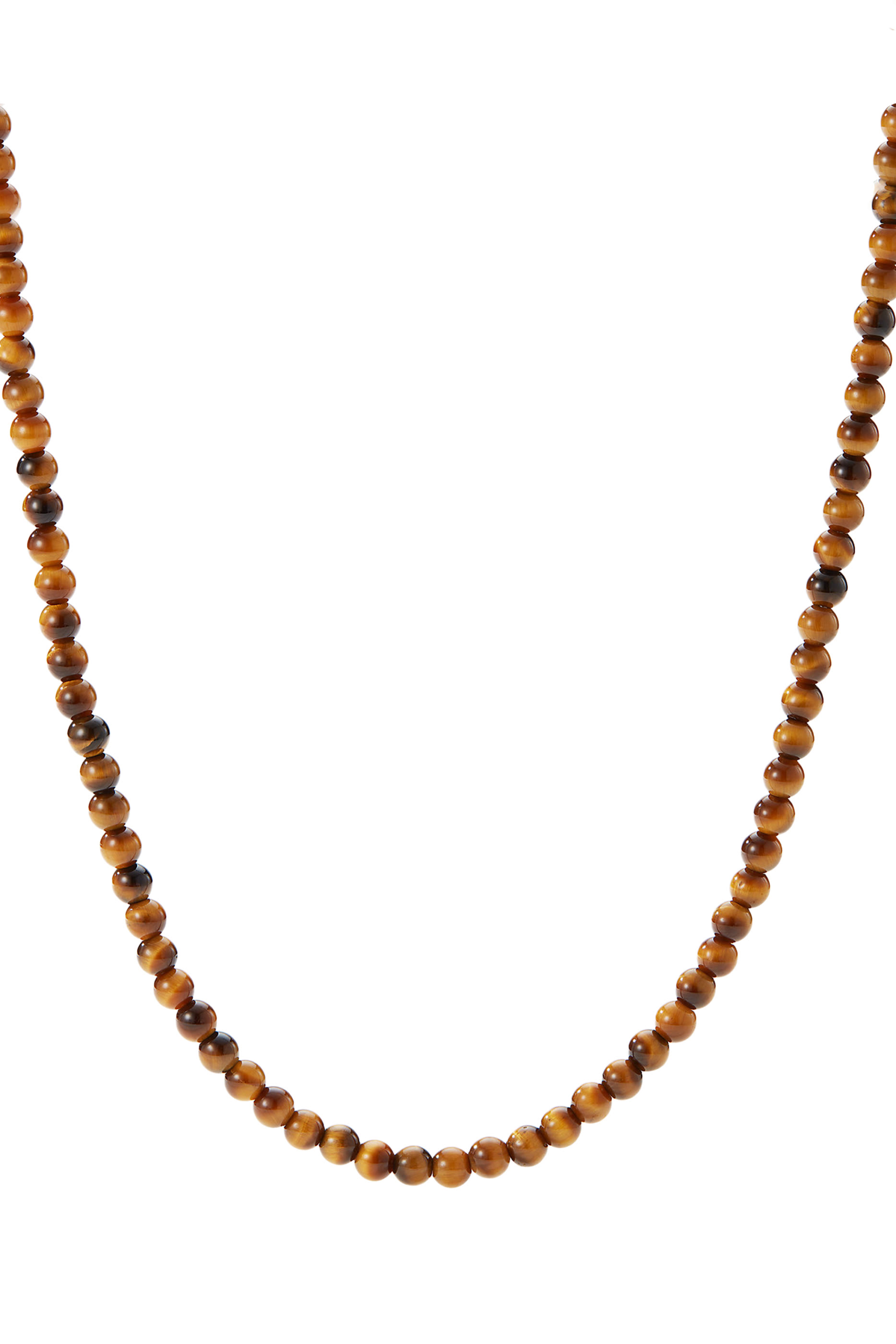 Spiritual Beaded Necklace, Sterling Silver & Tiger Eye
