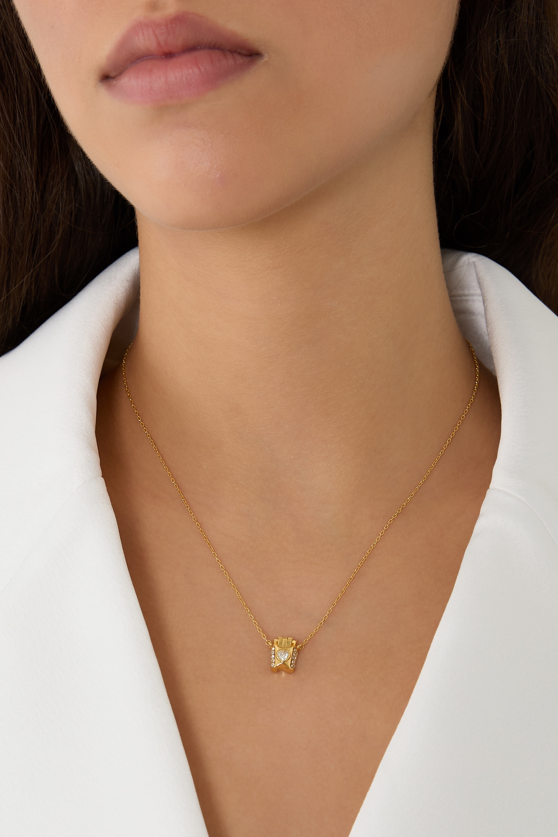 What a Snack Fries Pendant, Brass & Glass