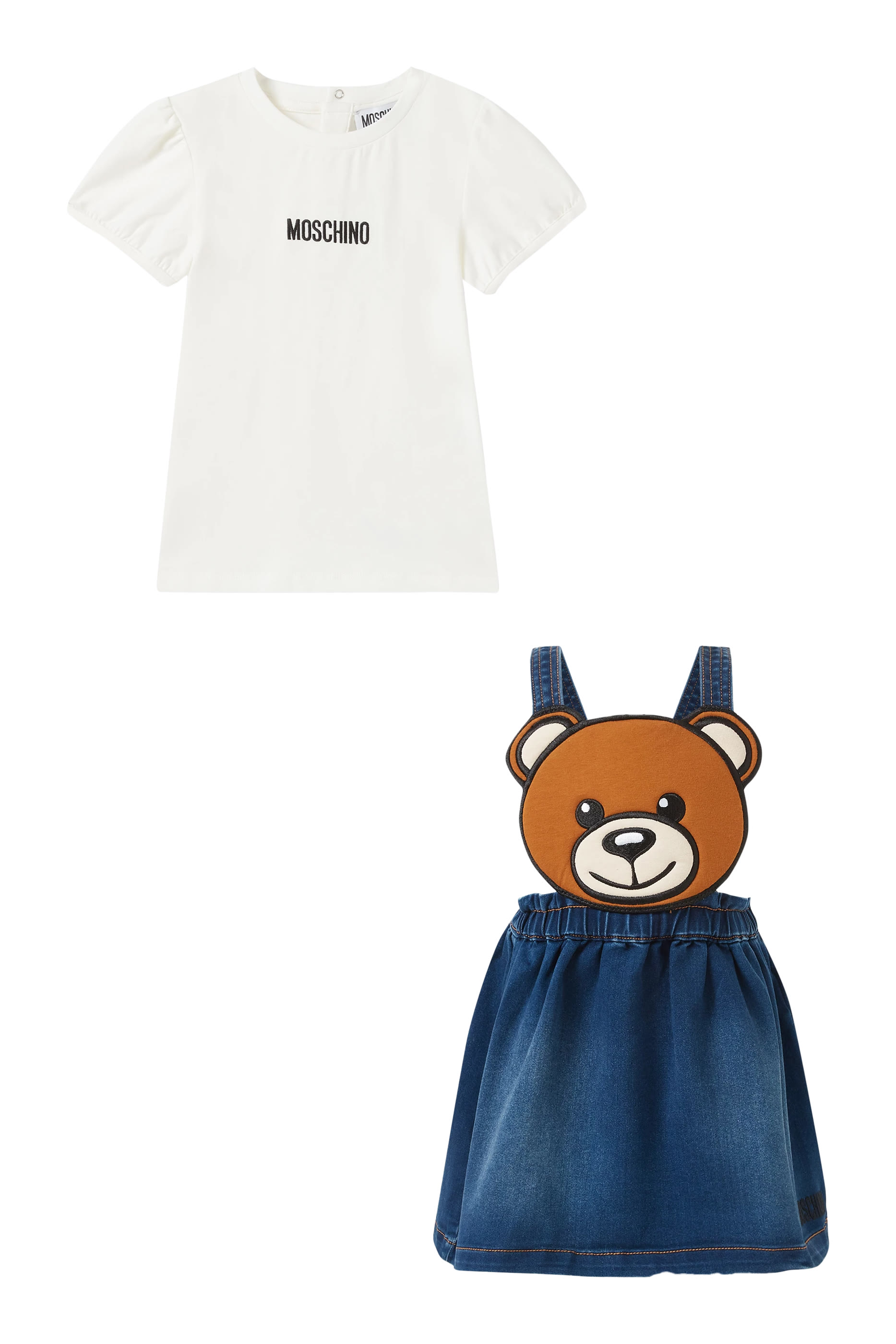 Kids Teddy Bear Dungaree Dress Set