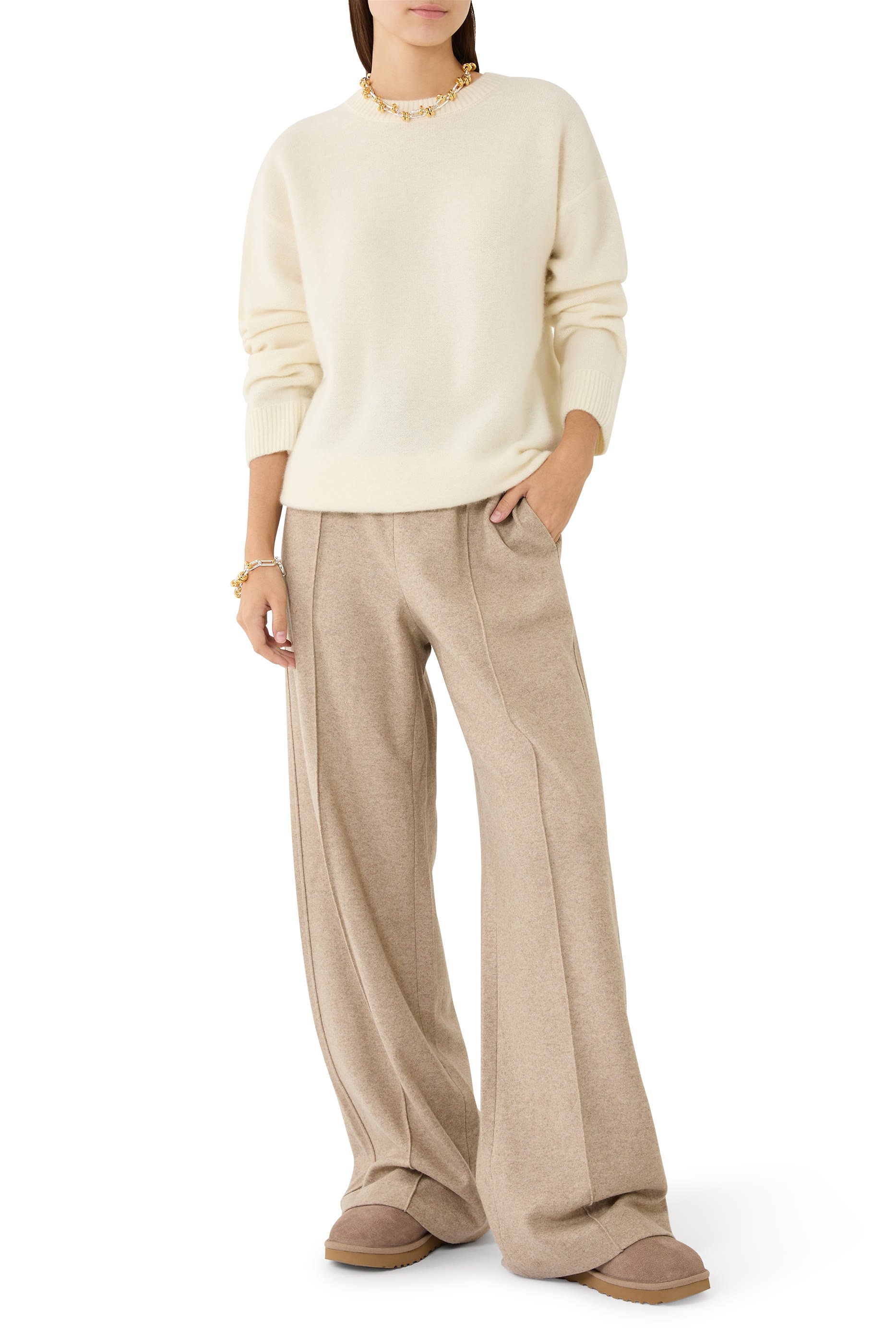Wool-Blend Tailored Wide-Leg Pant 