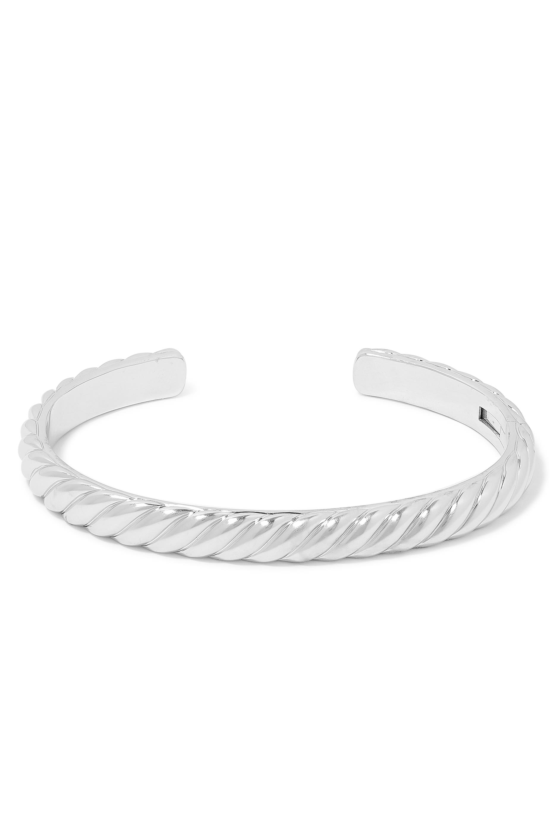  Sculpted Cable Cuff Bracelet in 18K White Gold 