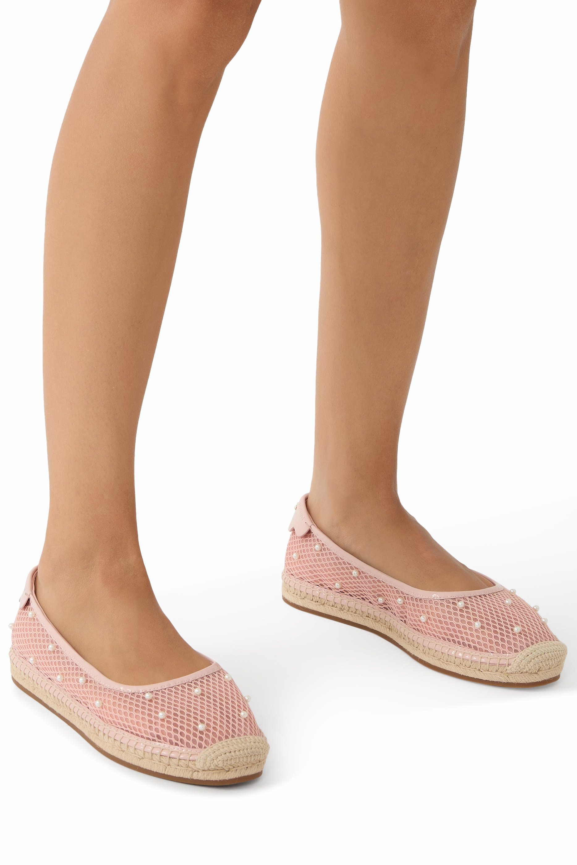Pearl Fishnet Espadrille Ballet Flats
