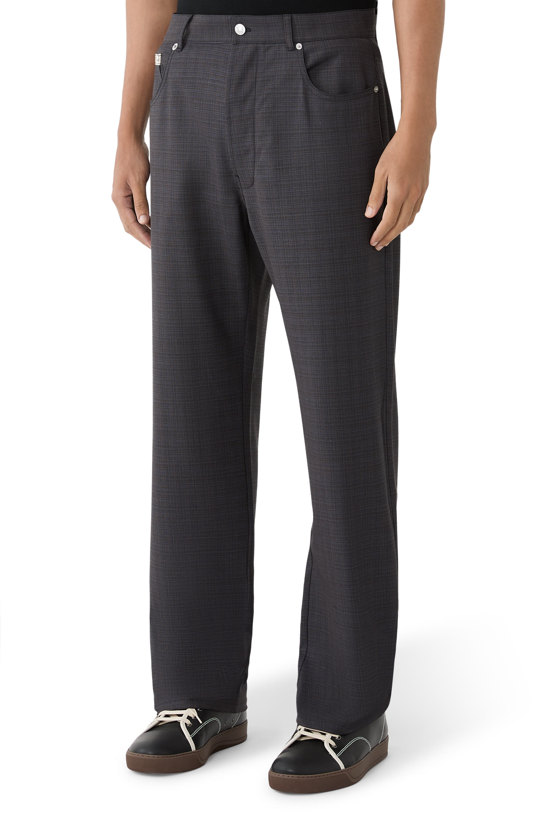 Wool Check Trousers 