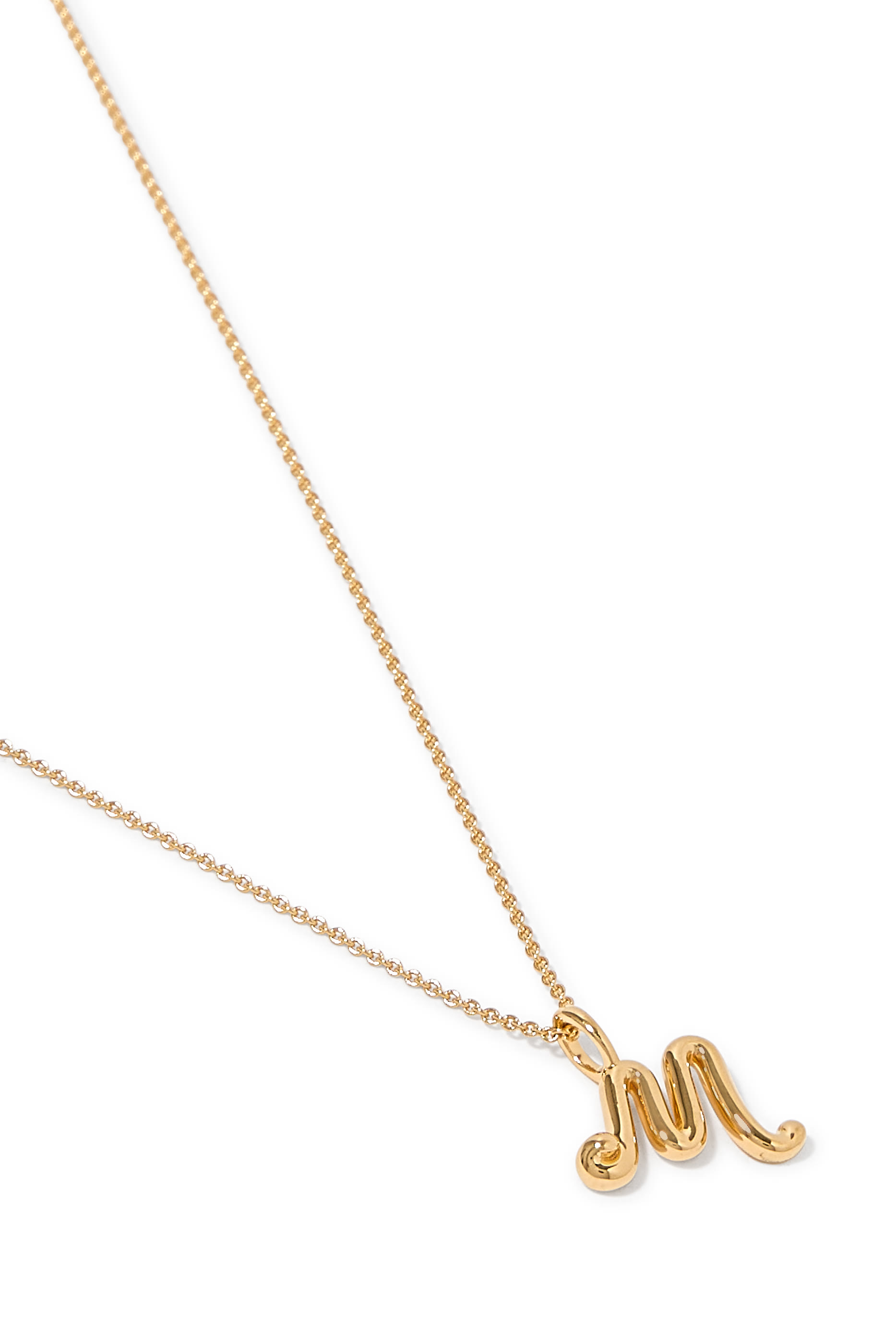 Curly Molten Mini Initial Necklace - M, 18k Recycled Gold Vermeil on Recycled Sterling Silver