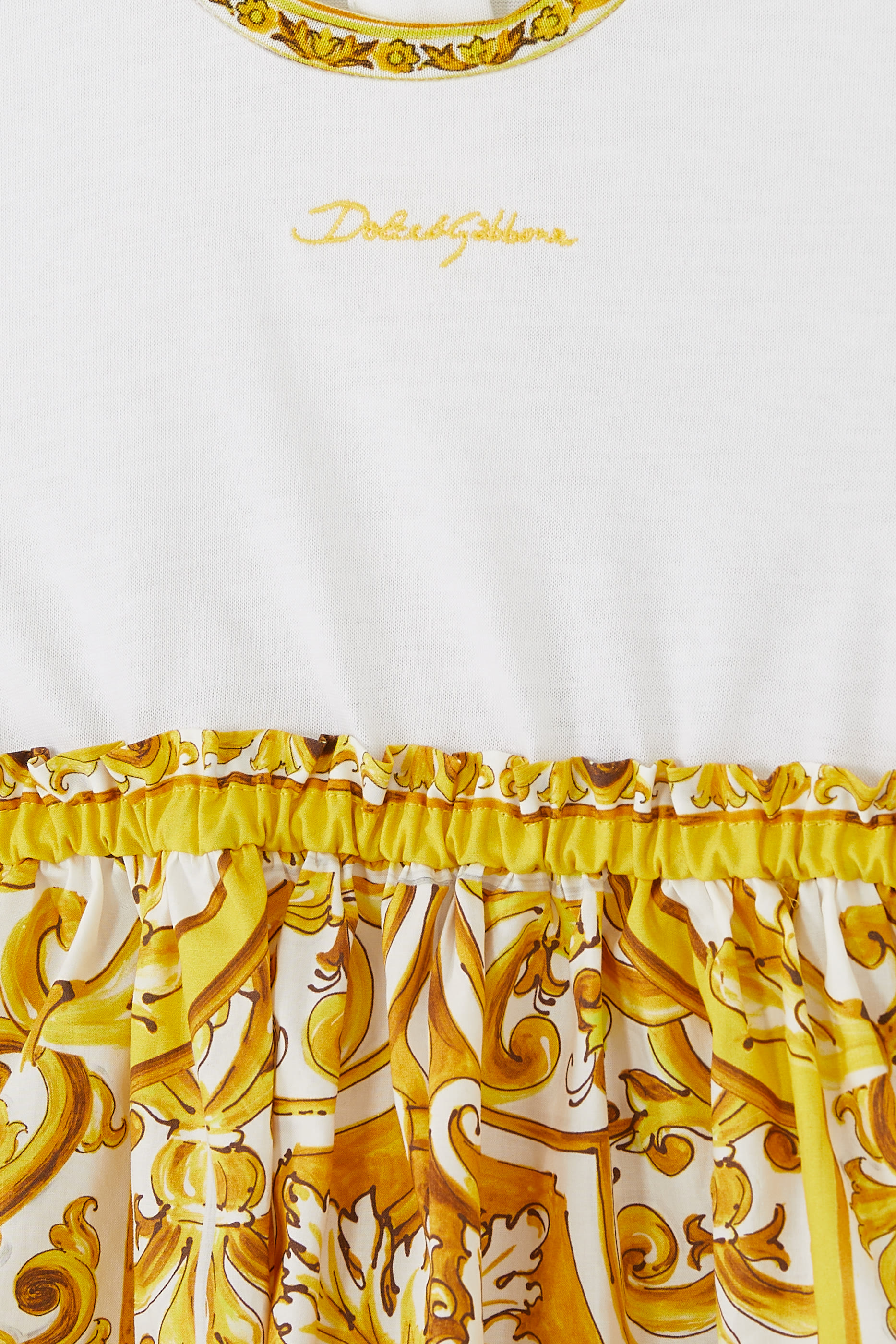 Majolica Print Poplin and Jersey Dress