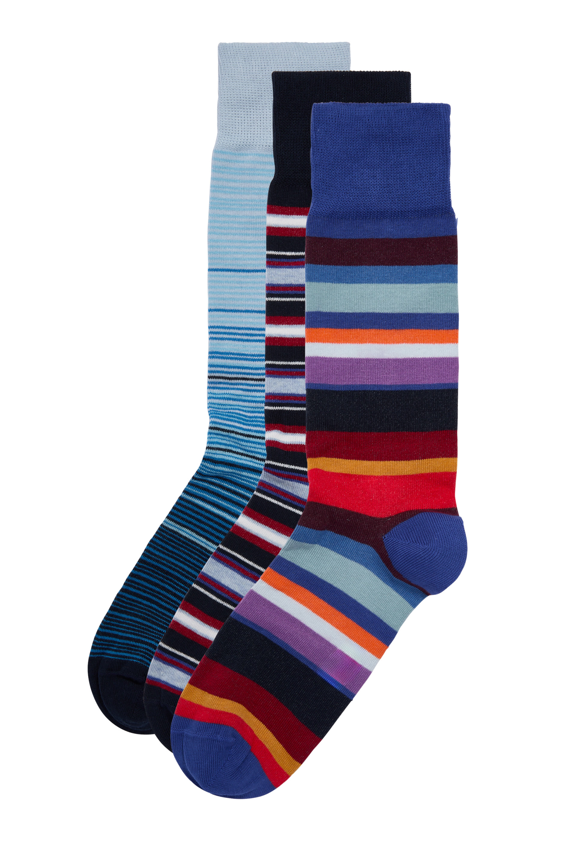 Mixed Stripe Socks Three Pack Cracker Set
