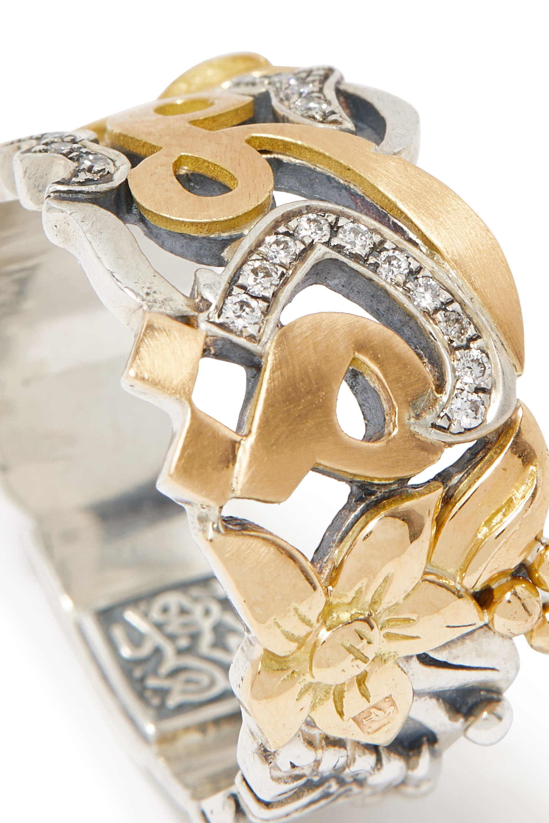 Endearment Ring, 18k Gold with Sterling Silver & Diamonds