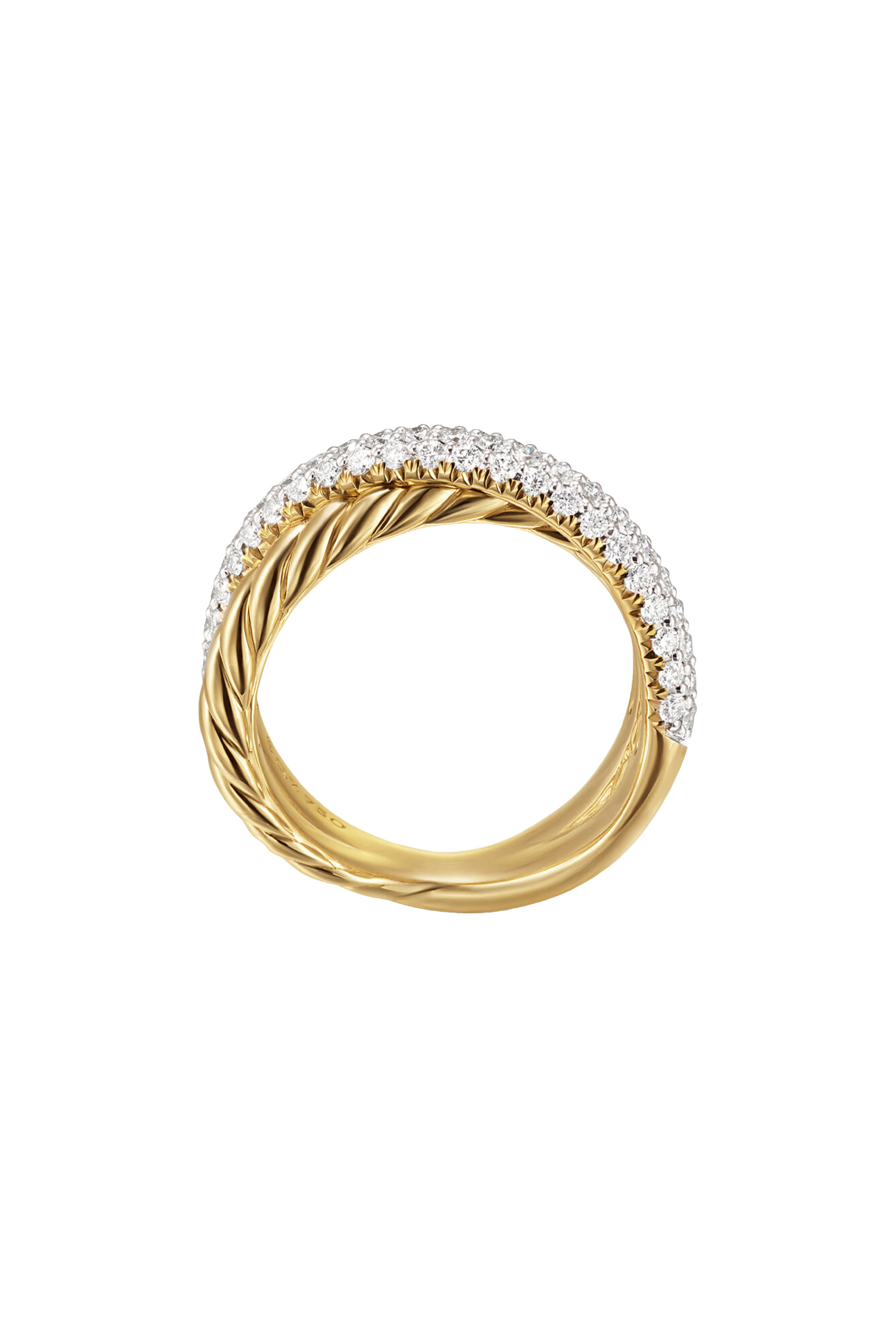 Crossover Two Row Ring, 18K Yellow Gold & Diamonds