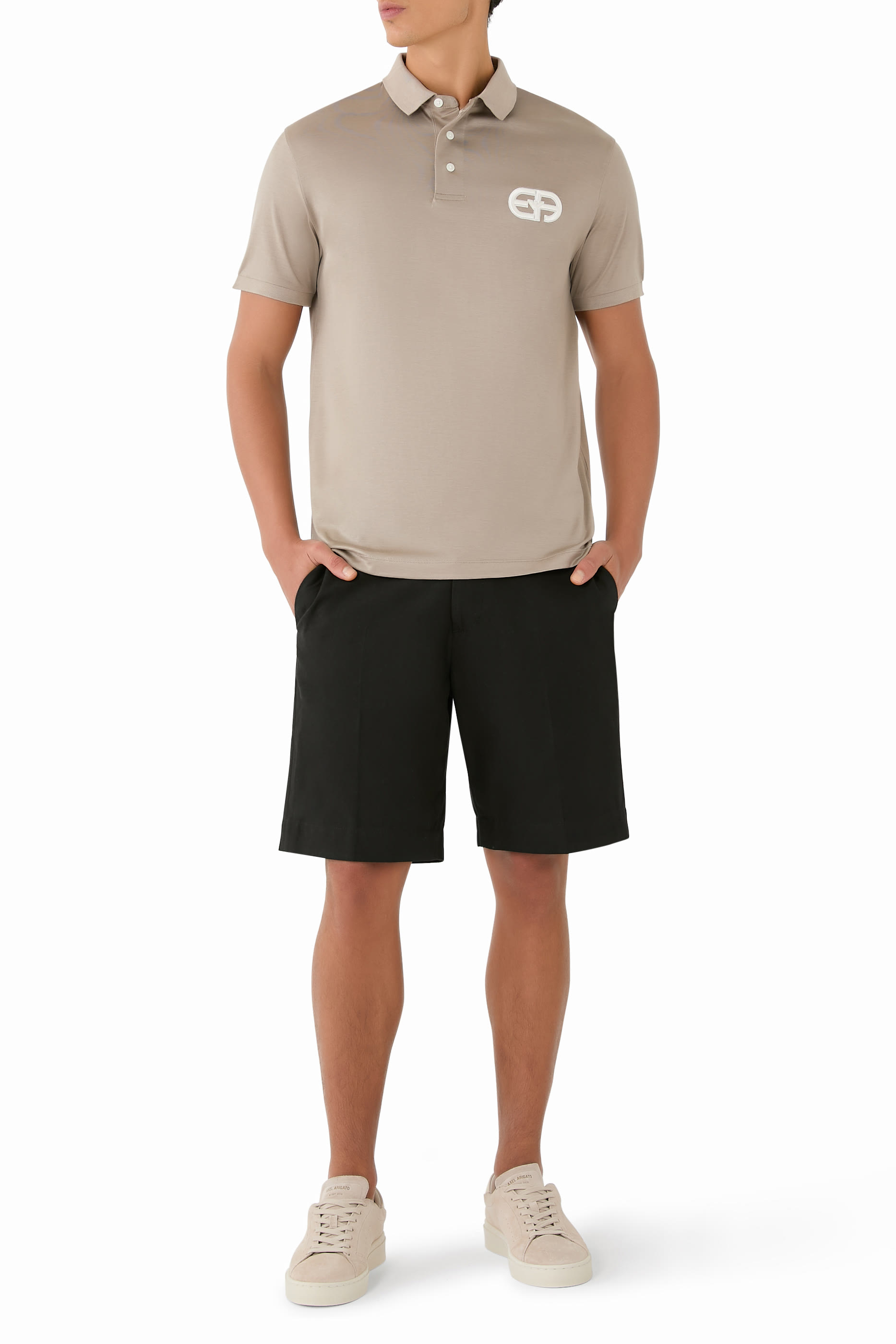 Embossed EA Logo Embroidery Lyocell-Blend Jersey Polo Shirt