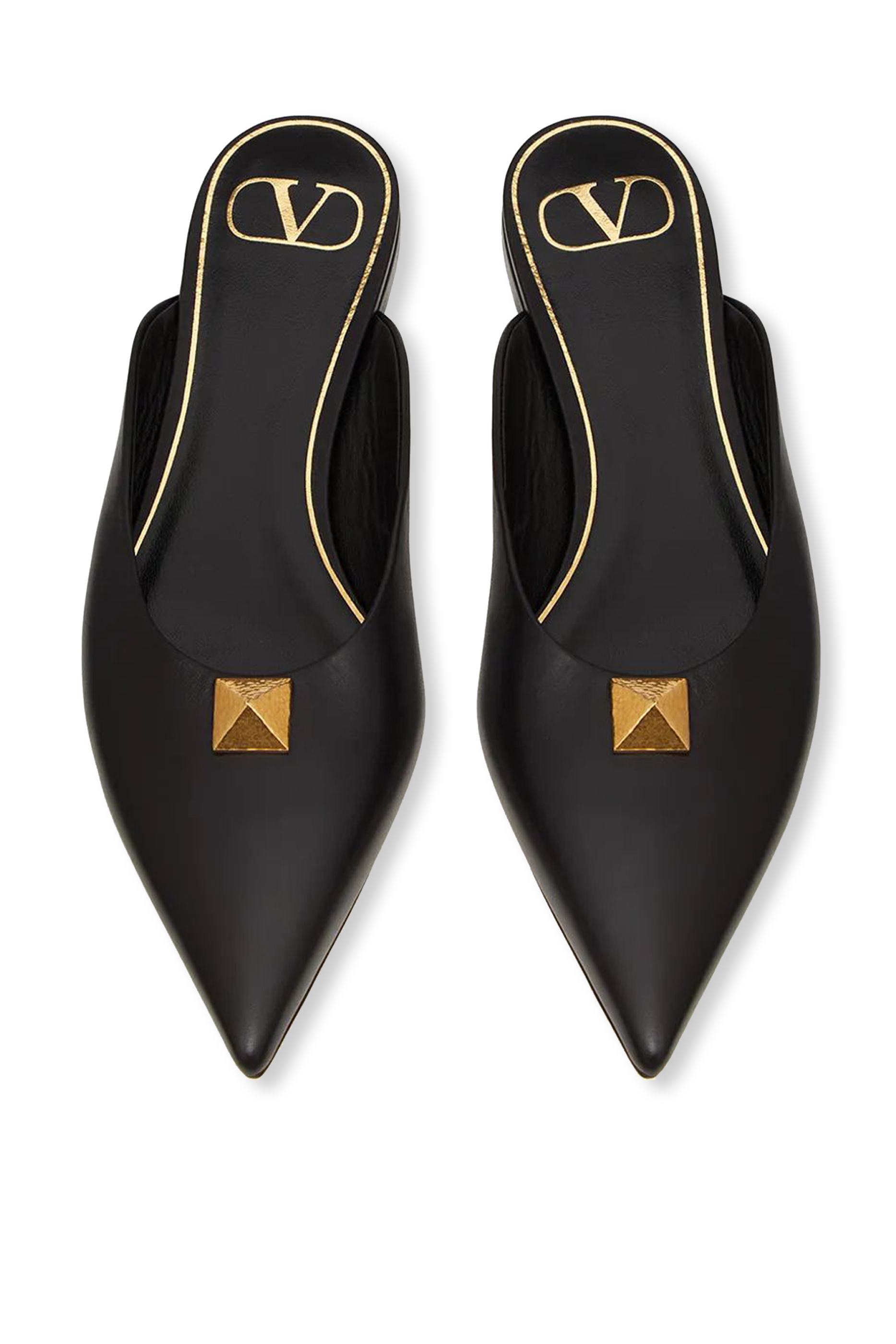 Upstud Flat Leather Mules