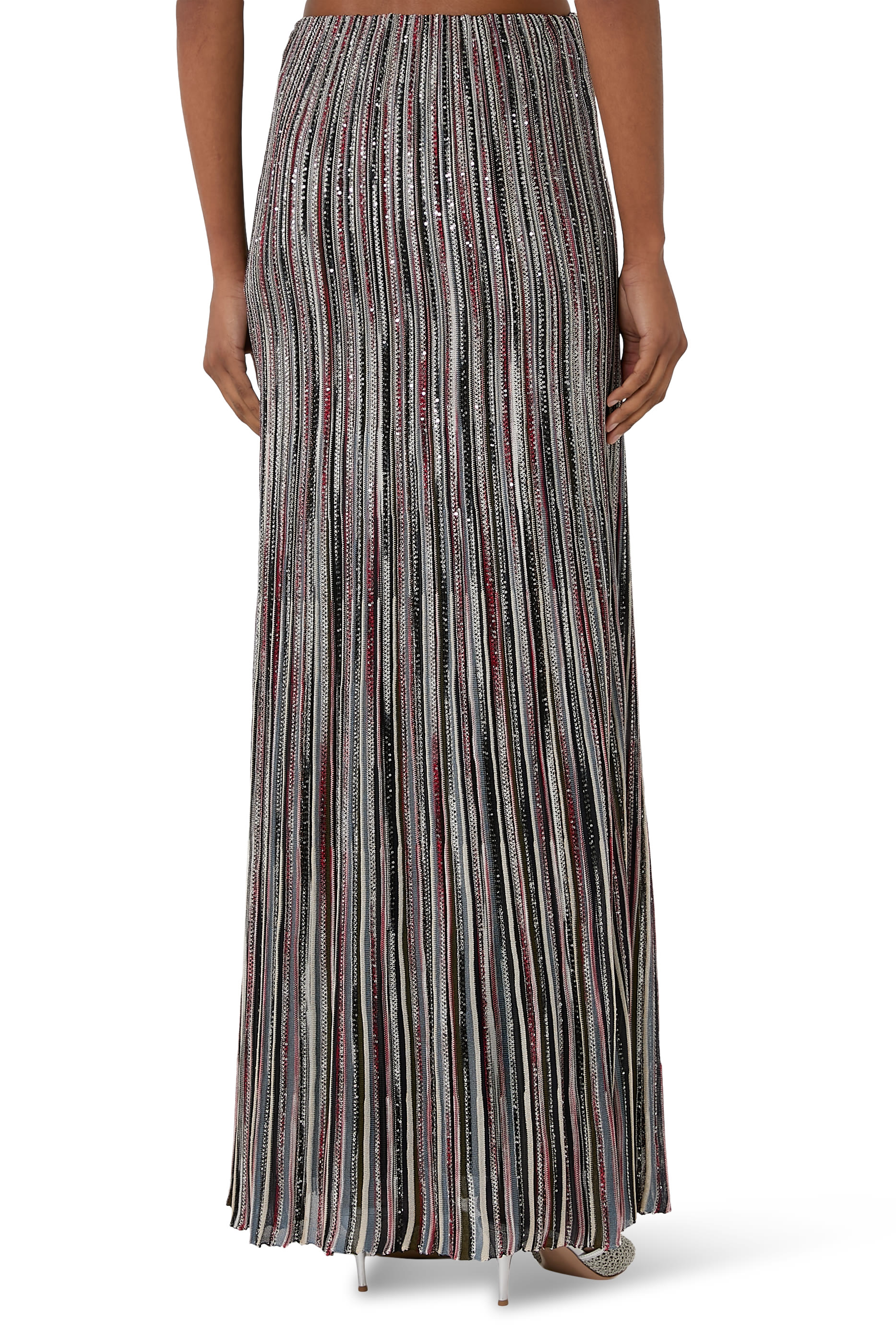 Partialized Knit Lurex Maxi Skirt