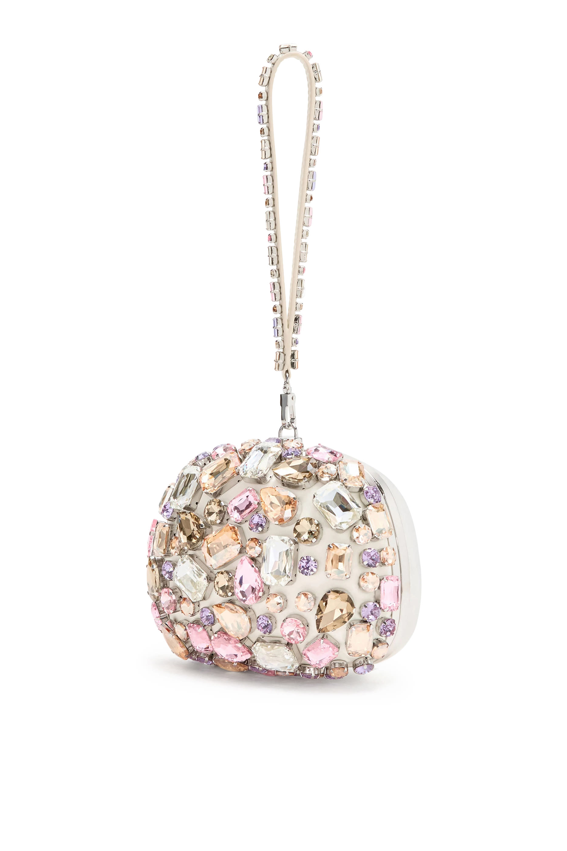 Multi Crystal Embellished Top Handle Clutch Bag 