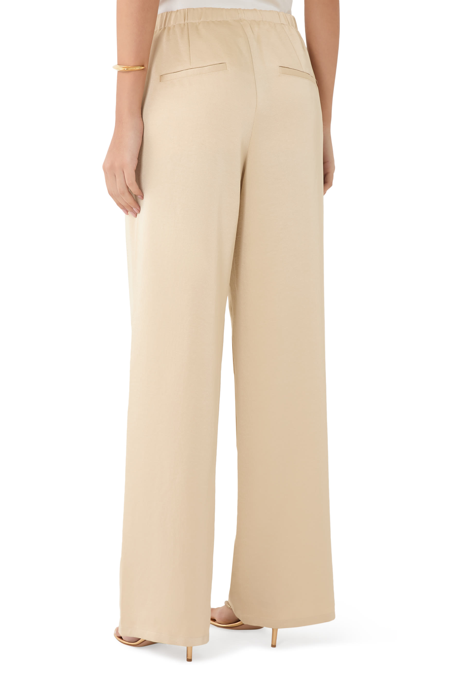 Side-Strap Crepe Pull-On Pants
