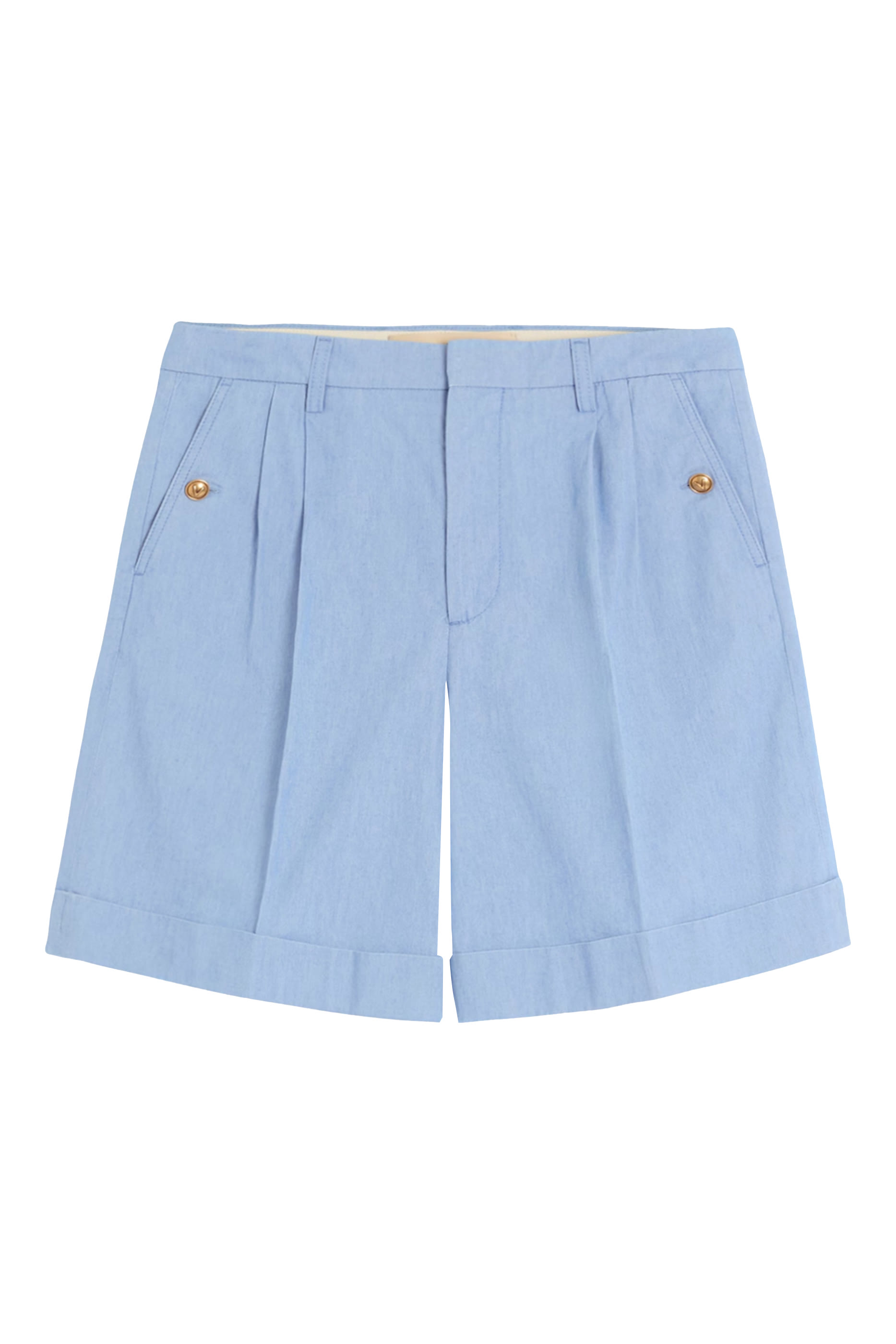 Cuffed Denim Bermuda Shorts