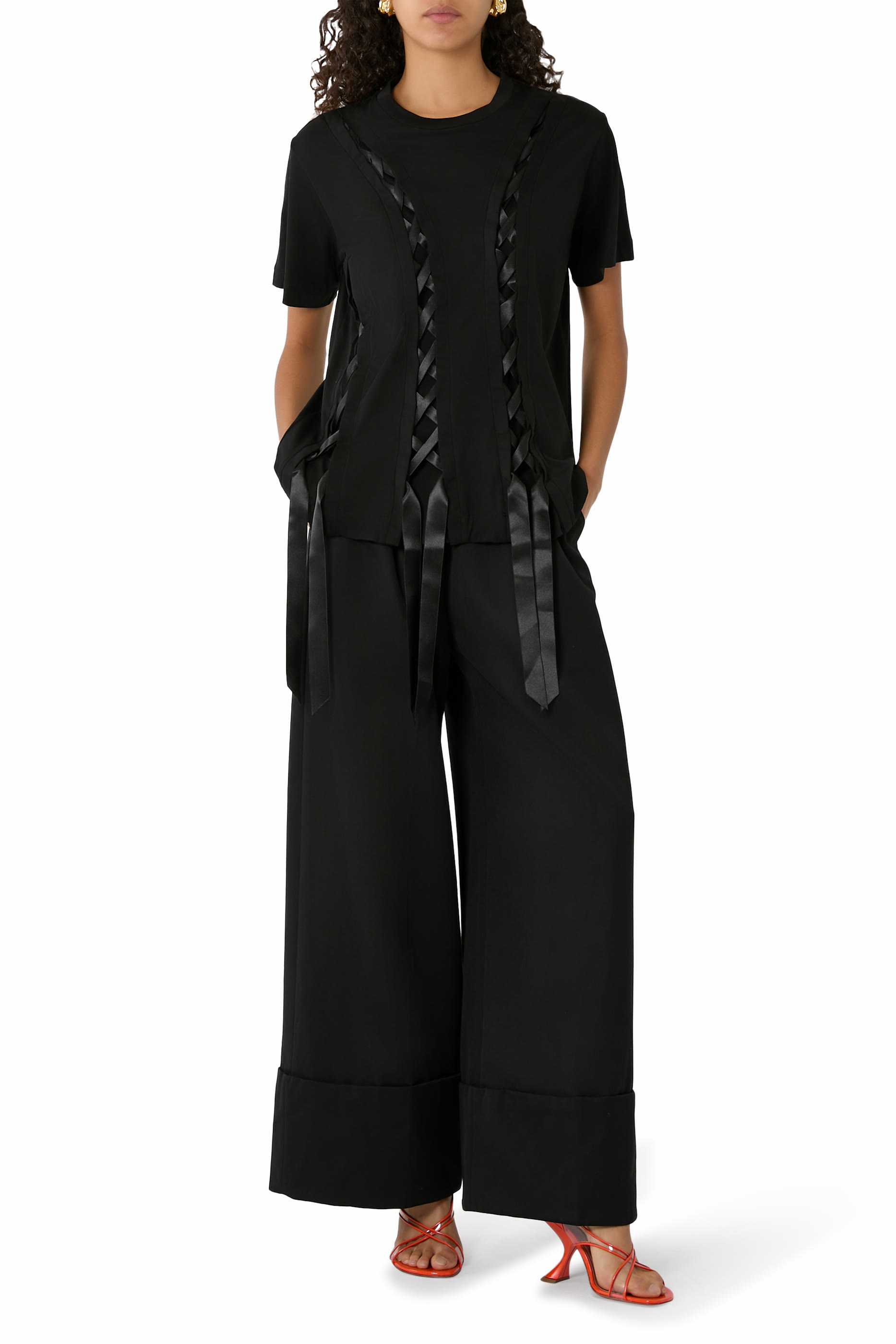Multi Belt Loop Wide Leg Trousers