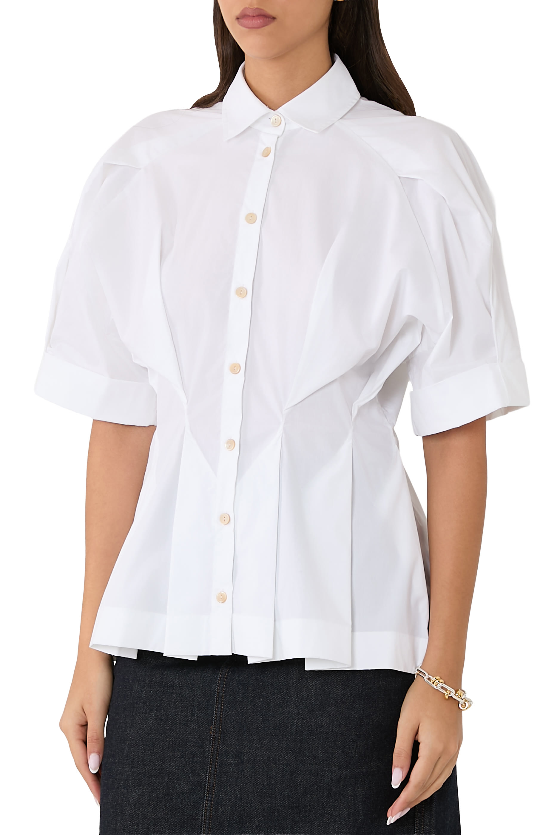 Gathered-Waist Cotton Shirt