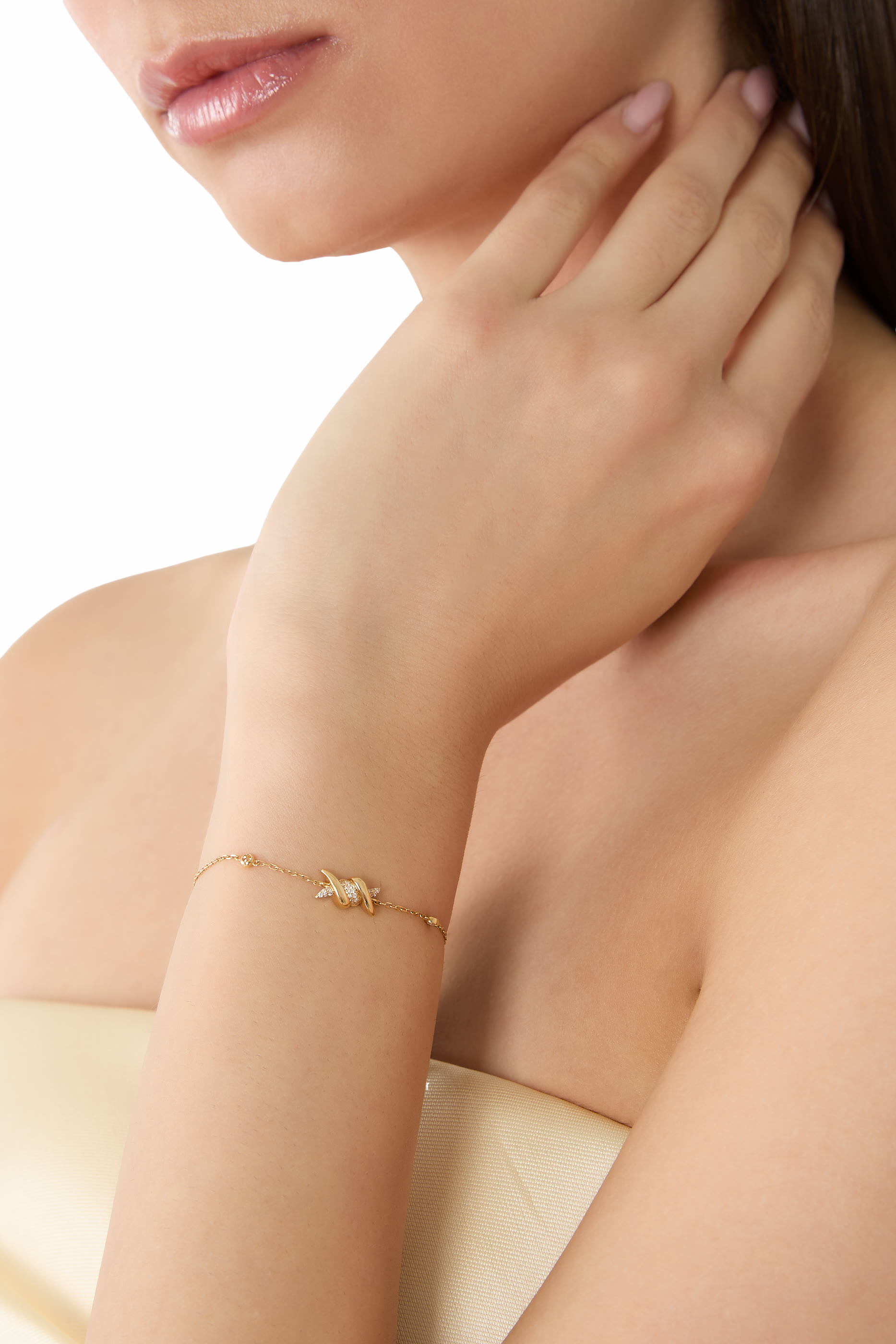  Barbel&eacute; Paved Bracelet, 18K Yellow Gold & Diamonds