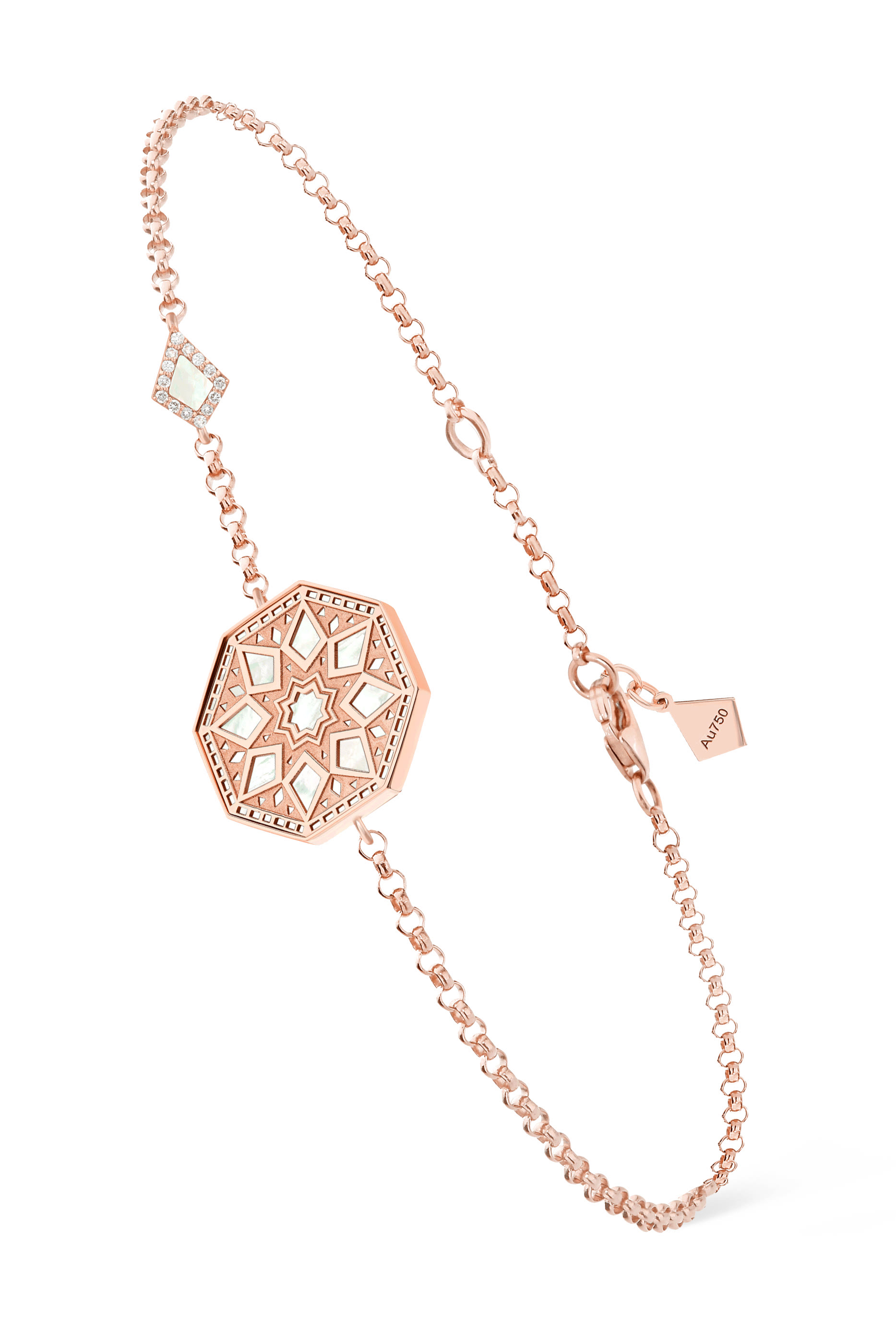 Classic Turath Bracelet,  18k Rose Gold with Mother of Pearl & Diamonds