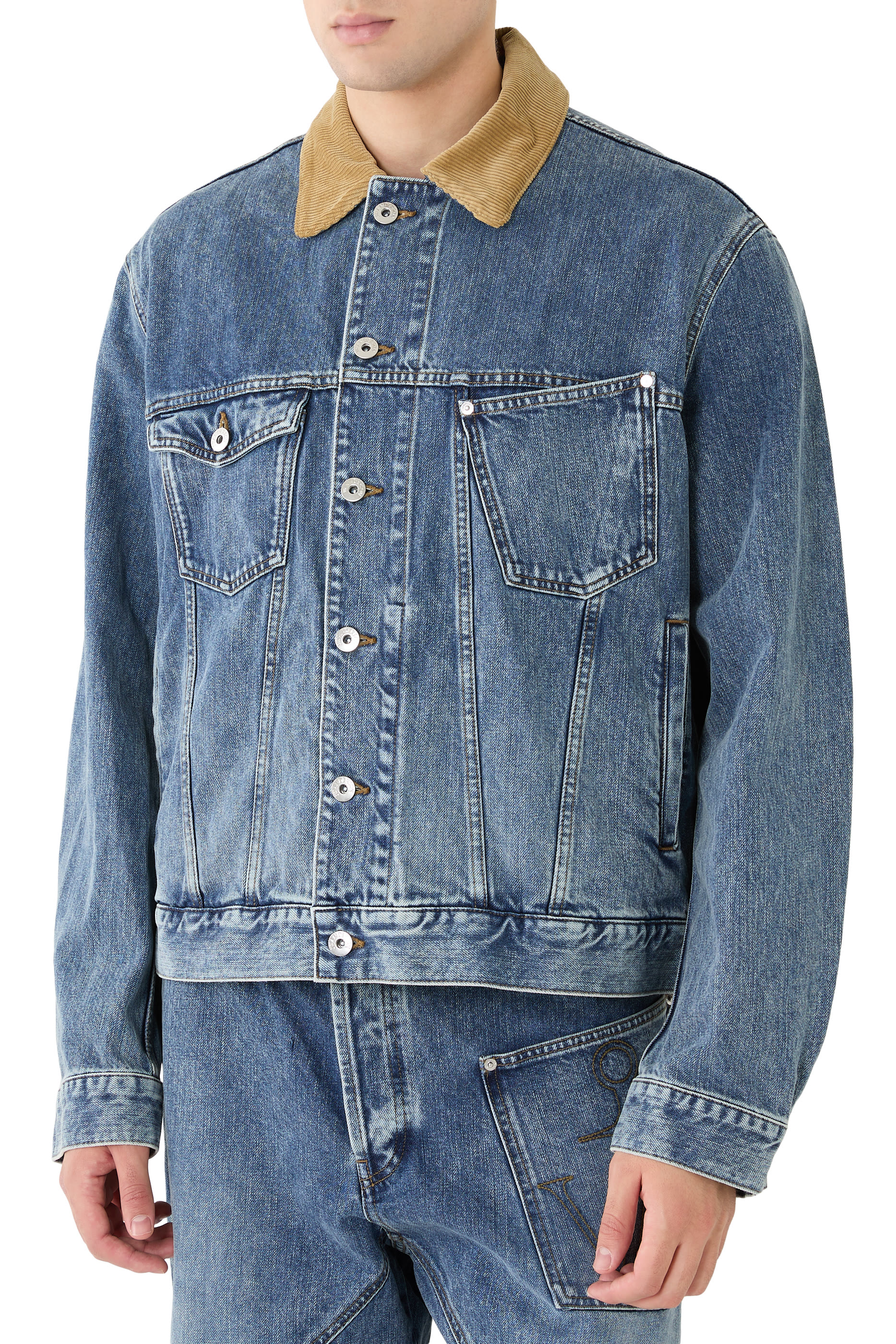 Corduroy Collar Denim Jacket