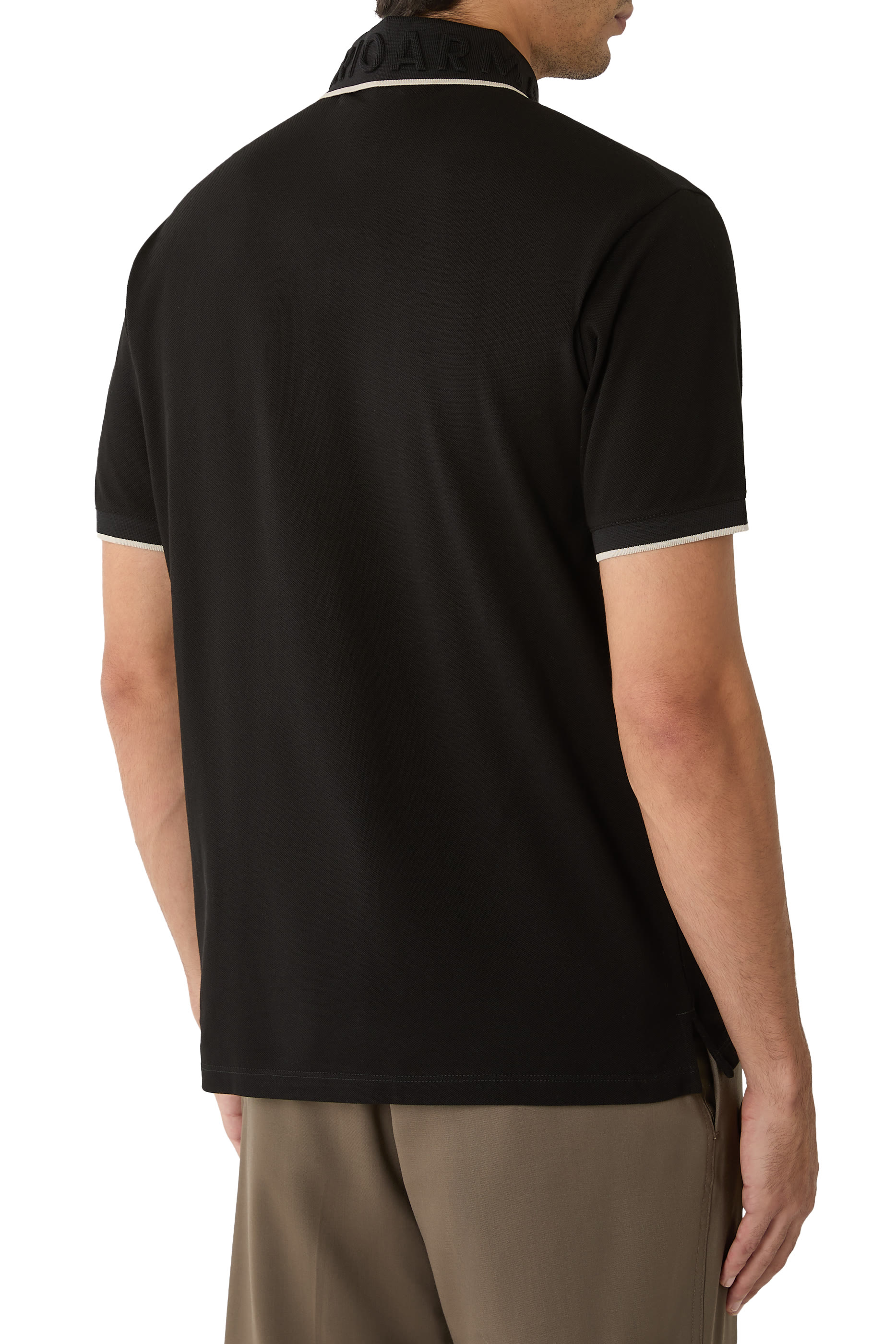 Embossed Logo Collar Piqu&eacute; Polo Shirt