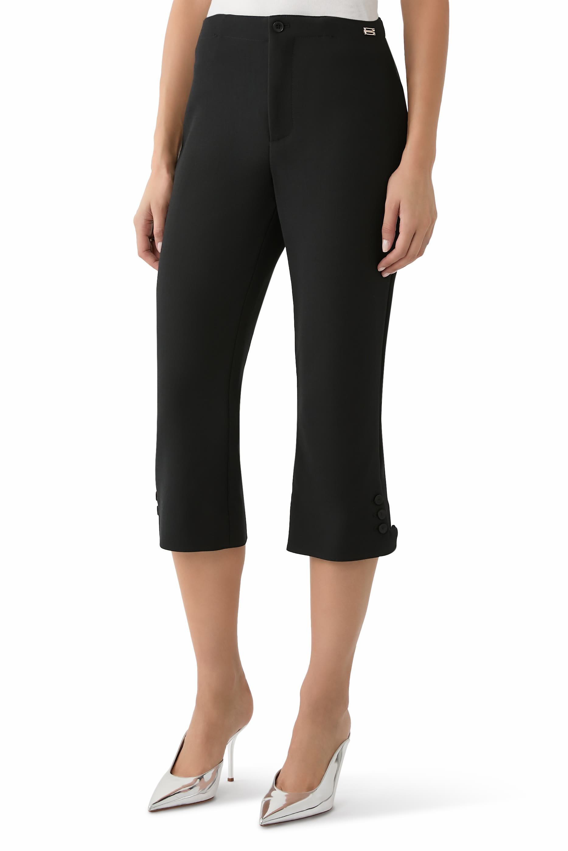 Tab Detail Cropped Trousers