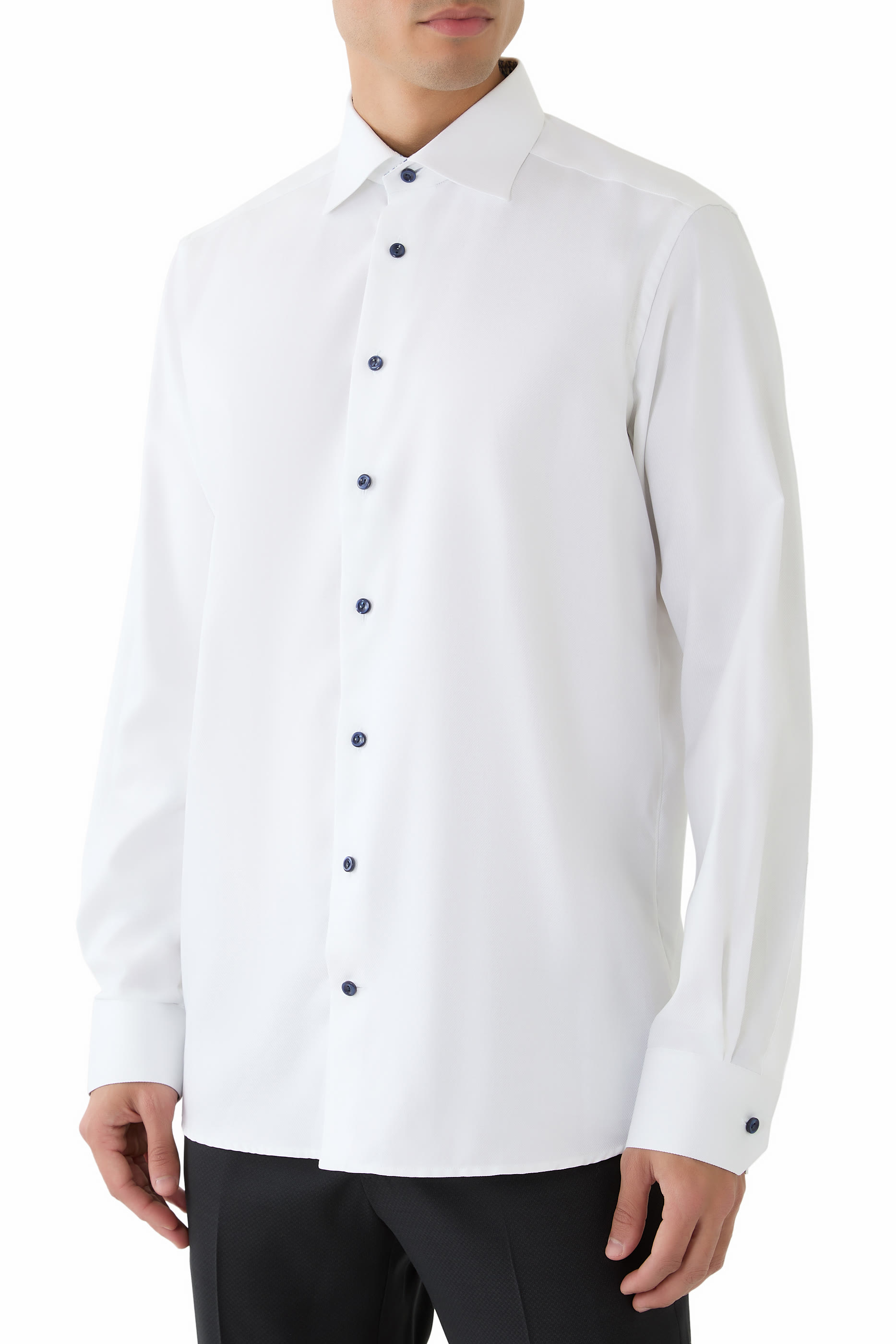 Geometric Effect Textured Twill Shirt