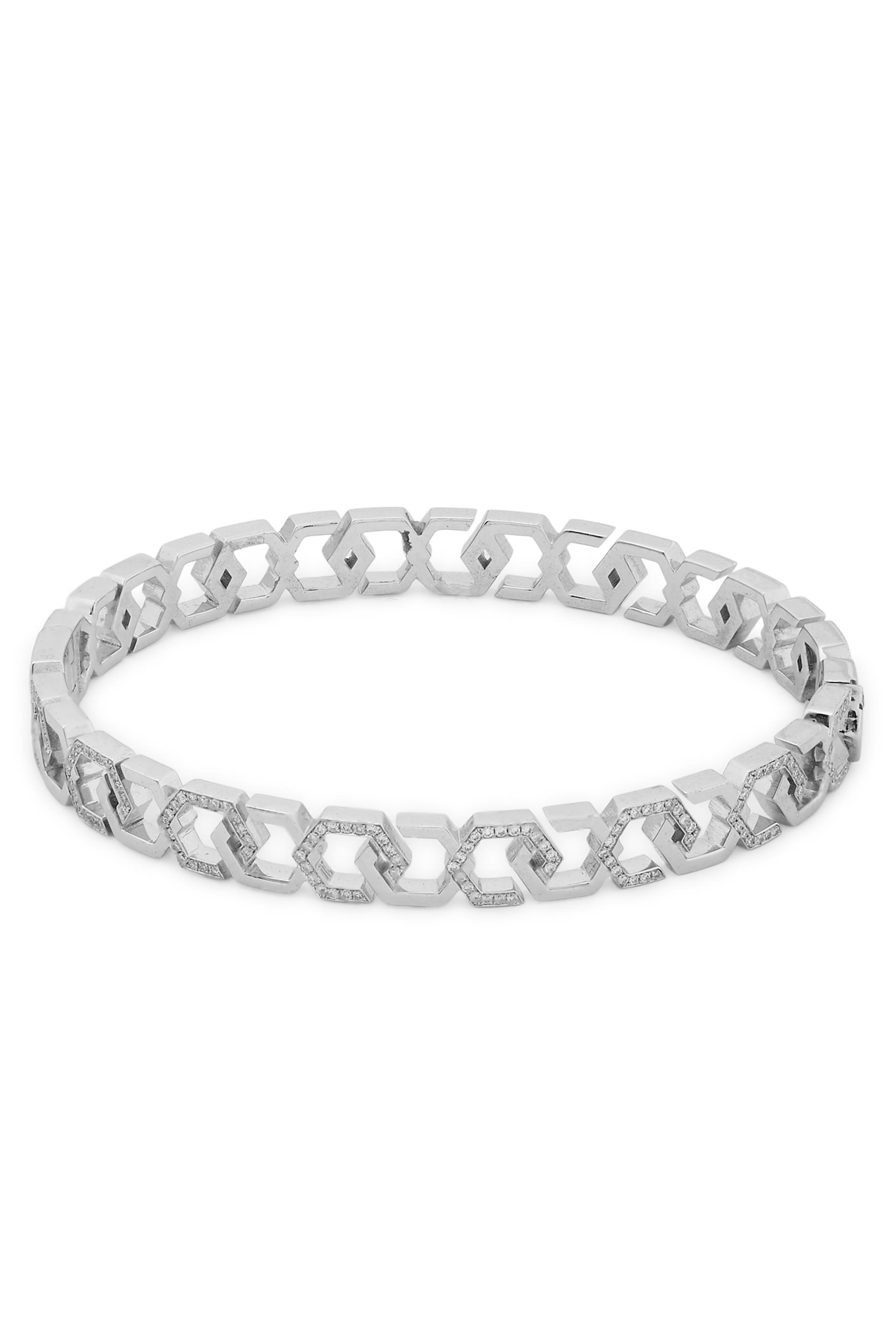  Infinity Bangle, 18K White Gold & Diamonds