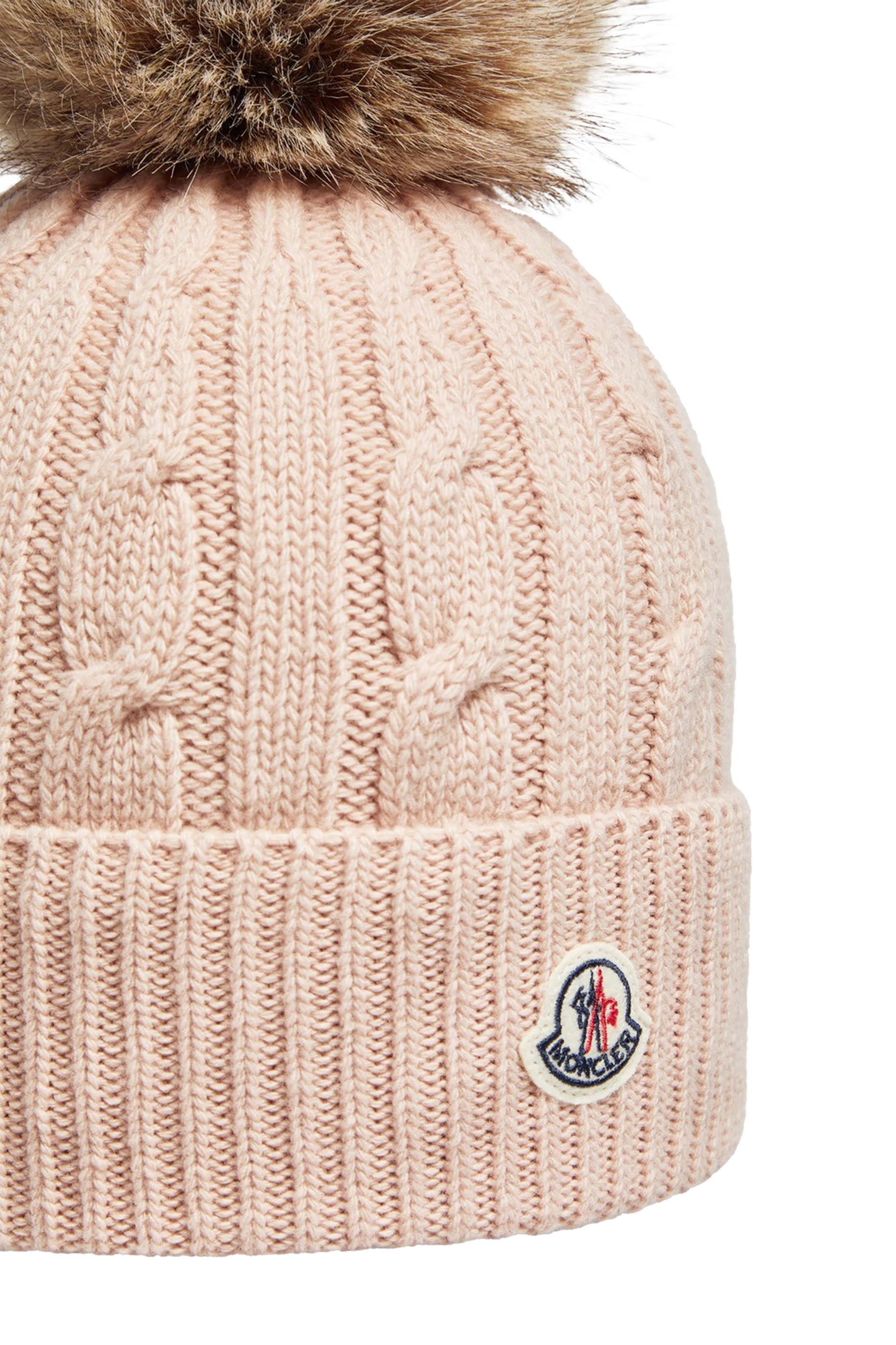 Wool & Cashmere Beanie with Faux Fur Pom Pom