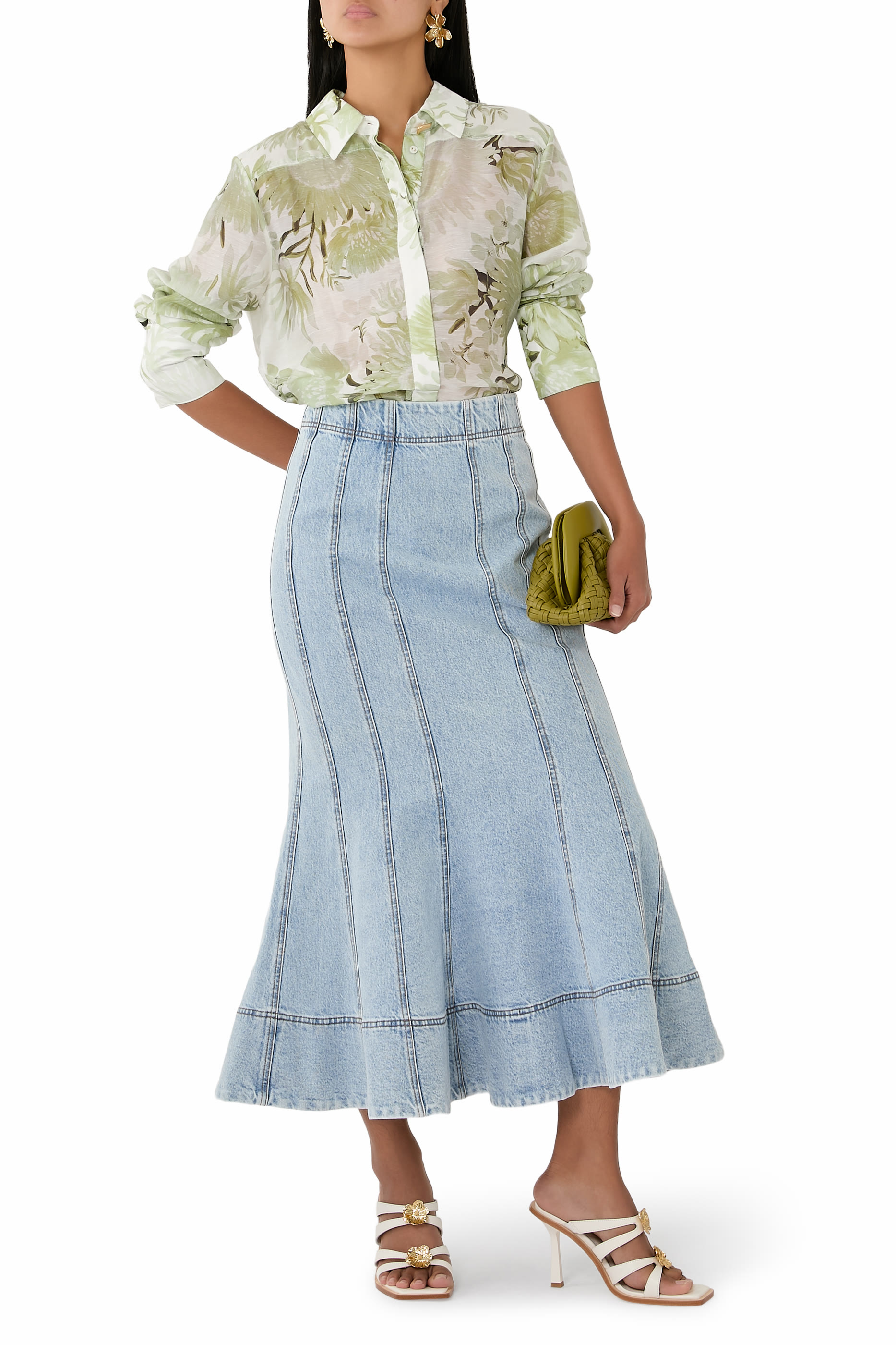 Tia Denim Midi Skirt