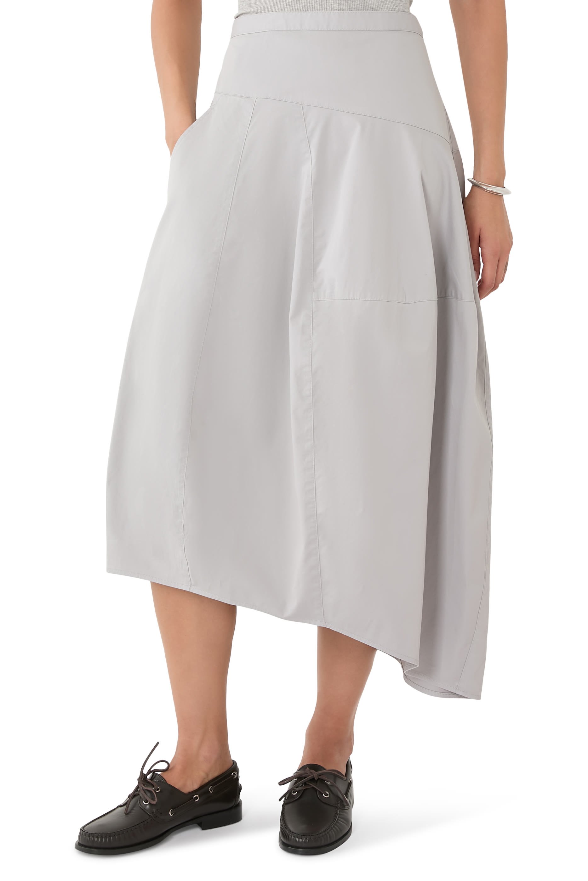 Garment Dyed Silky Cotton Asymmetrical Balloon Skirt