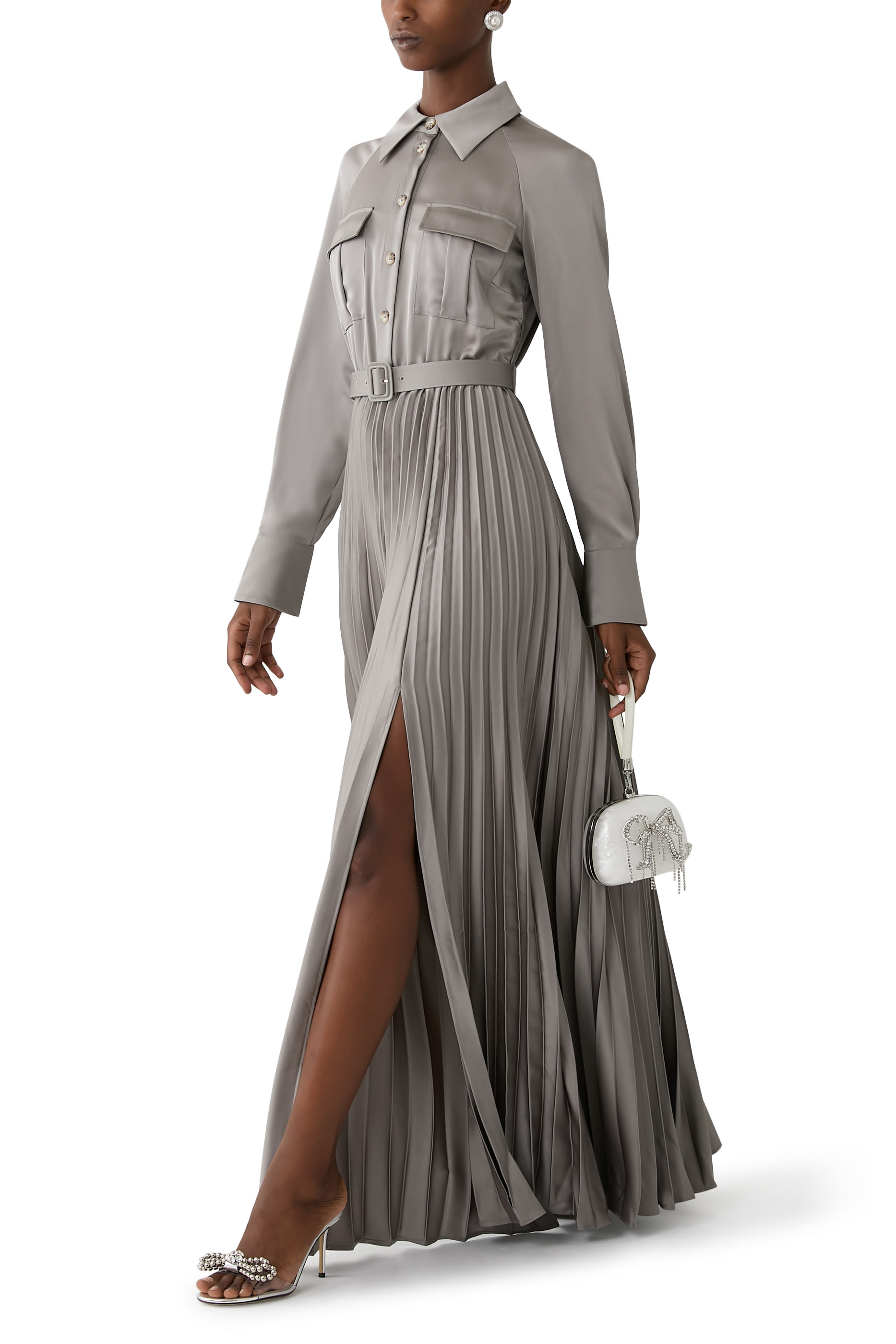 Satin Pleated Maxi Dress