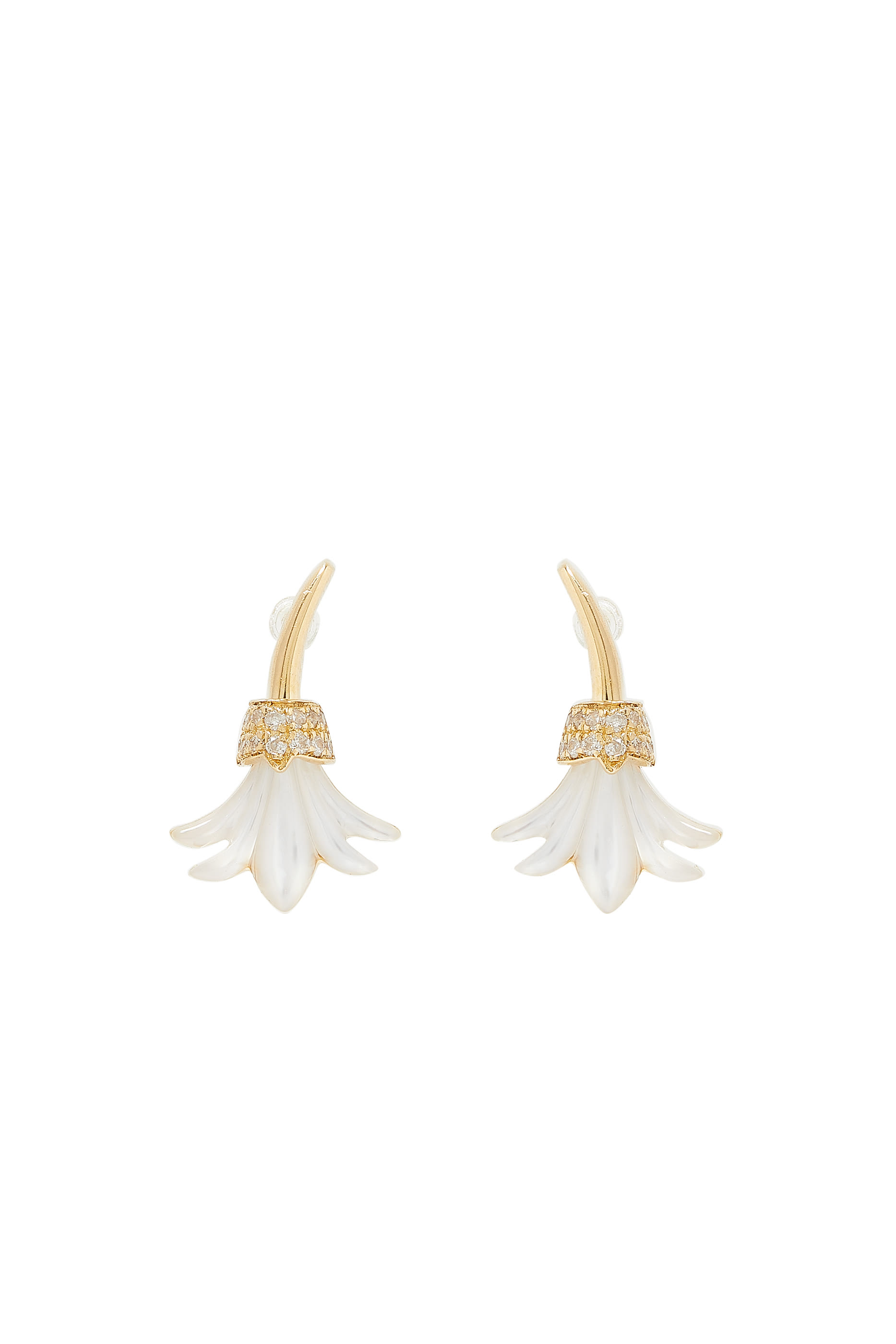 Psychedeliah Earrings, 18k Yellow Gold & Diamonds, Mother-of-Pearl