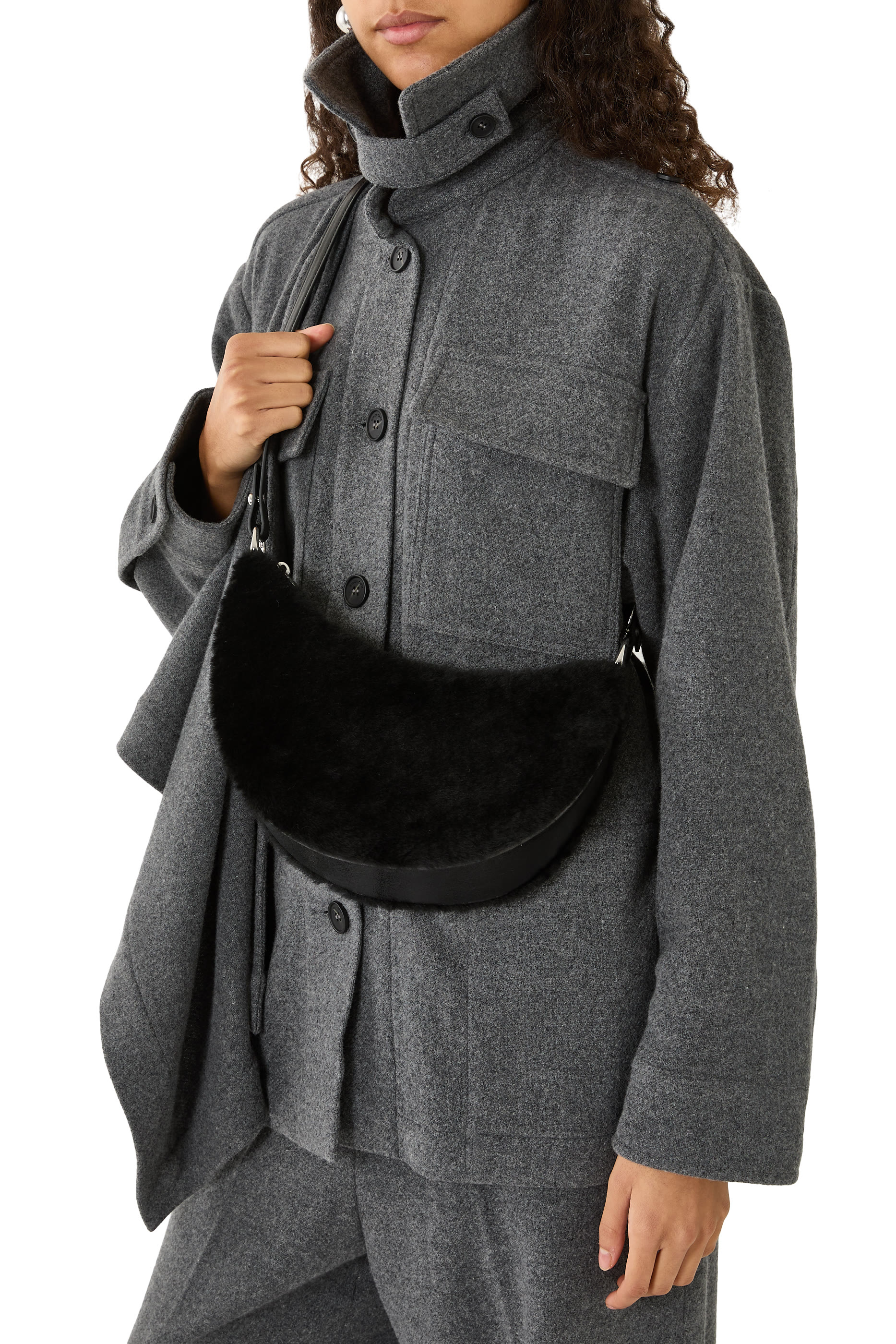 Duo Shearling Bear Crossbody Bag