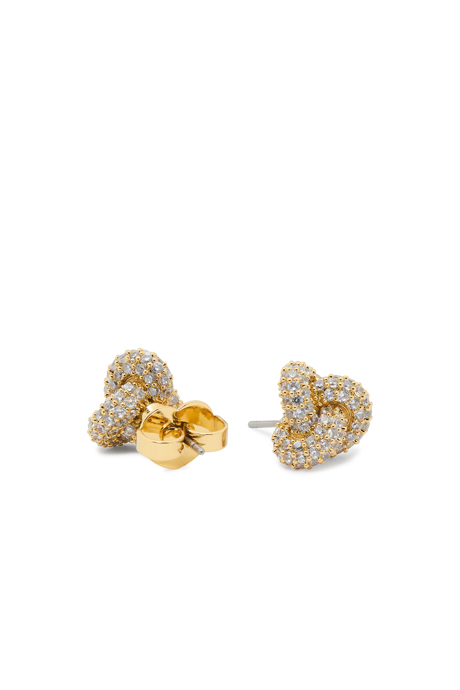 Double Knot Pave Studs, Plated Metal & Cubic Zirconia, Titanium Posts