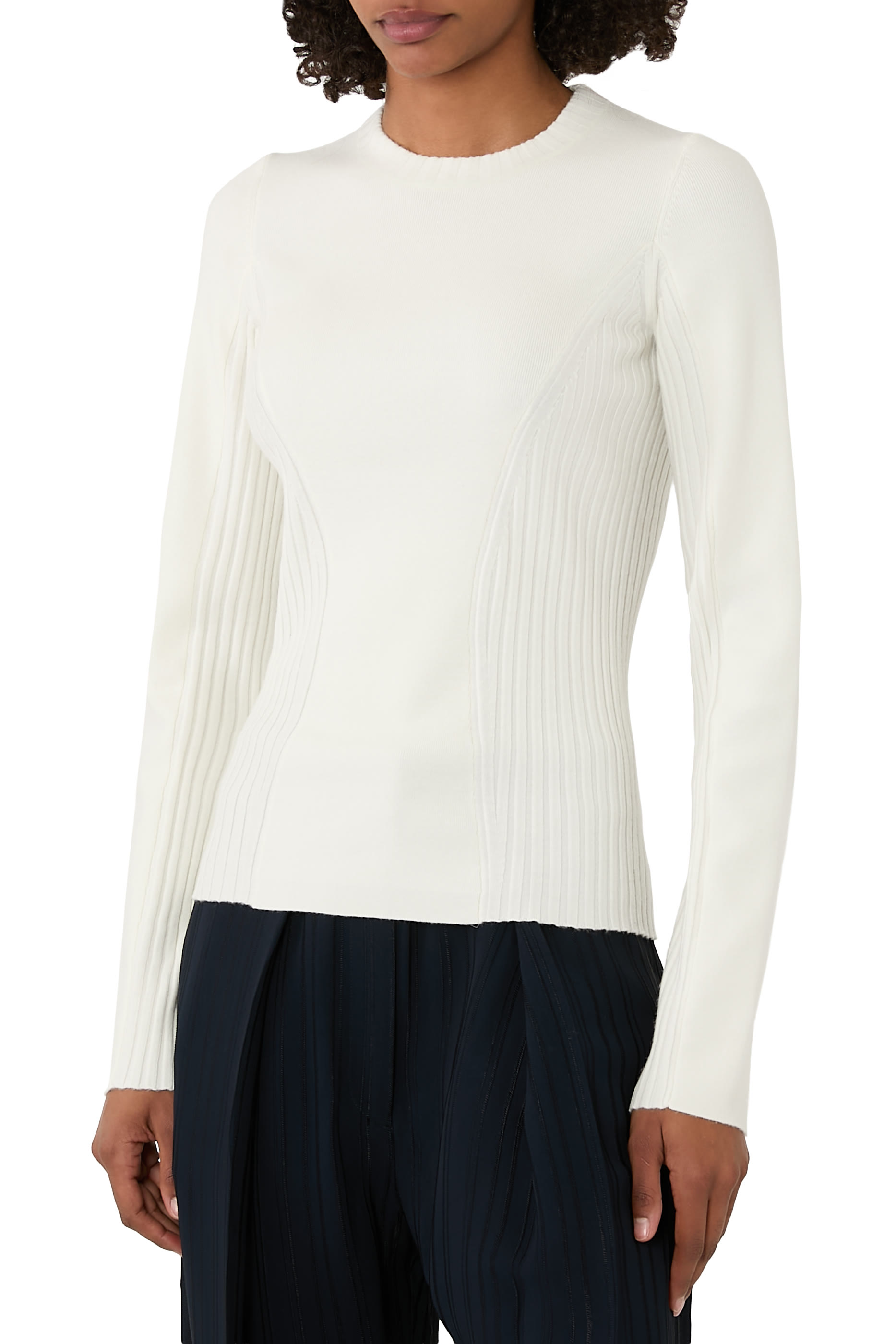 Panelled Rib Crew Neck Top