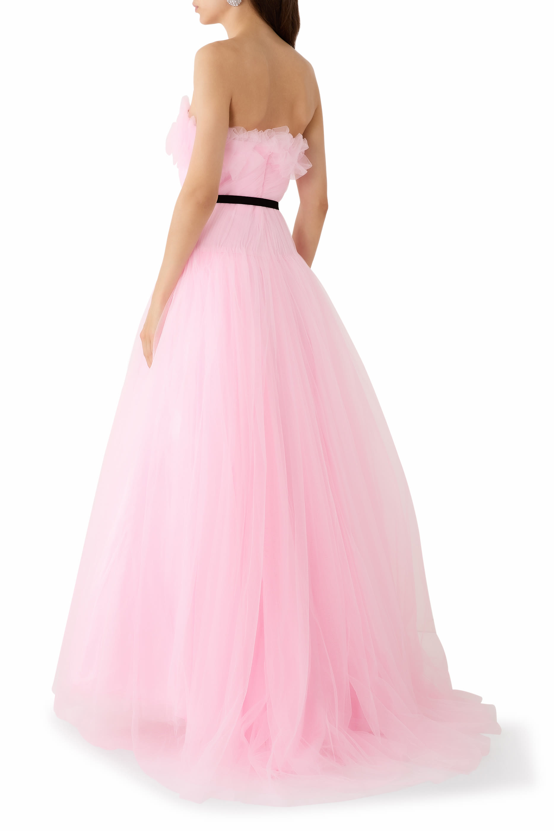 Ruffled Tulle Ball Gown