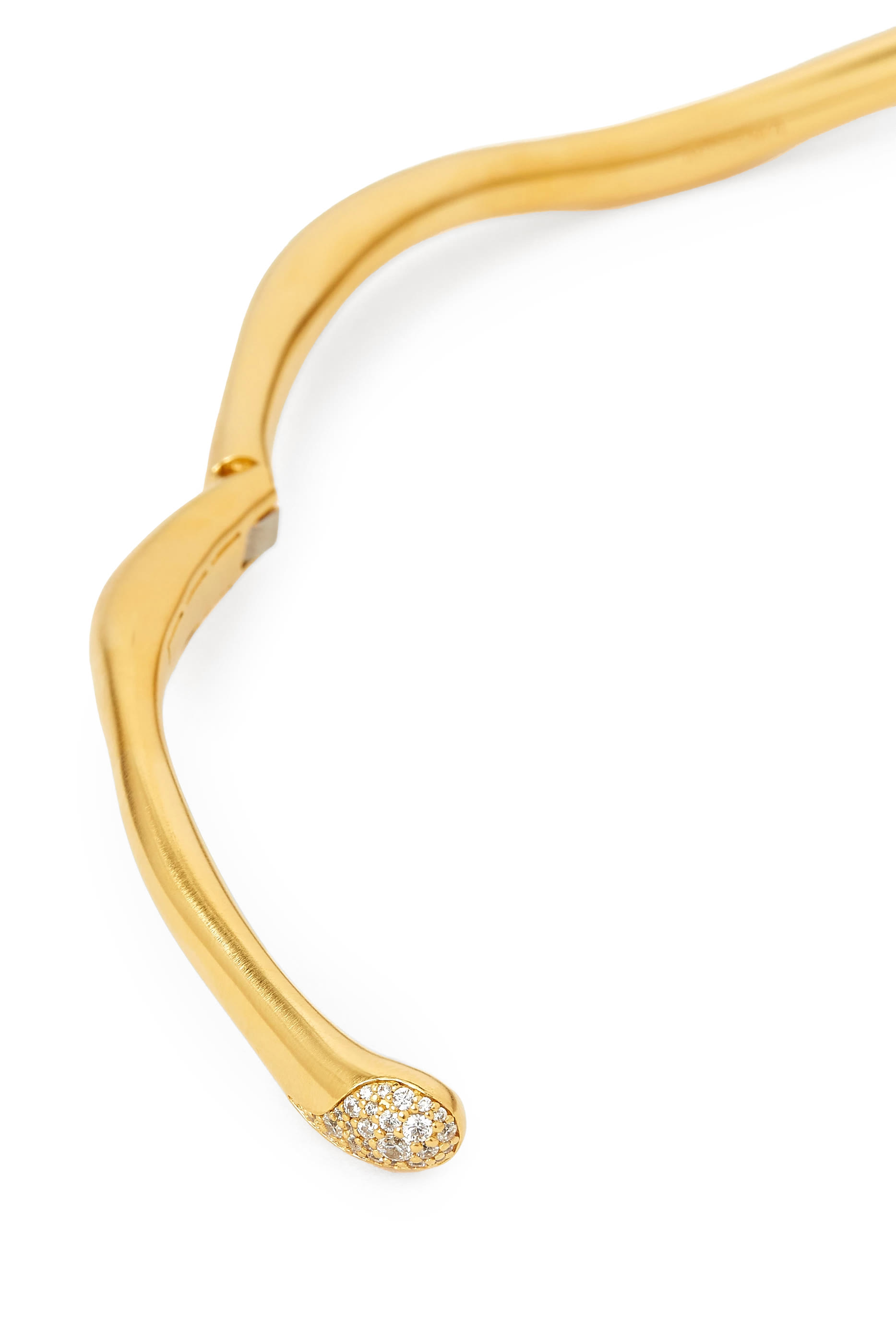 Molten Snow Torque Statement Necklace,  18k Recycled Gold Plating on Brass & Cubic Zirconia