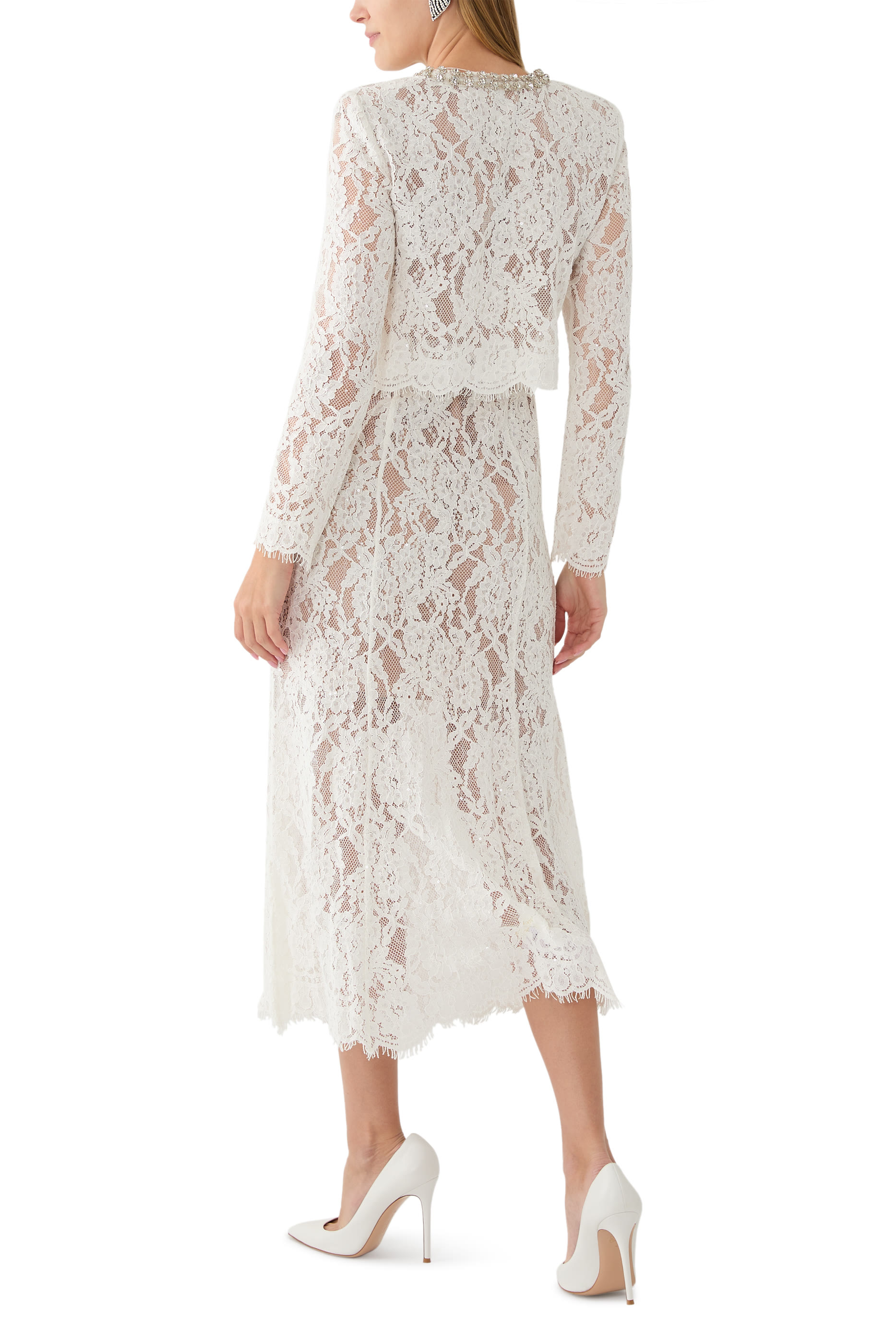  Lace Embellished Midi Dress