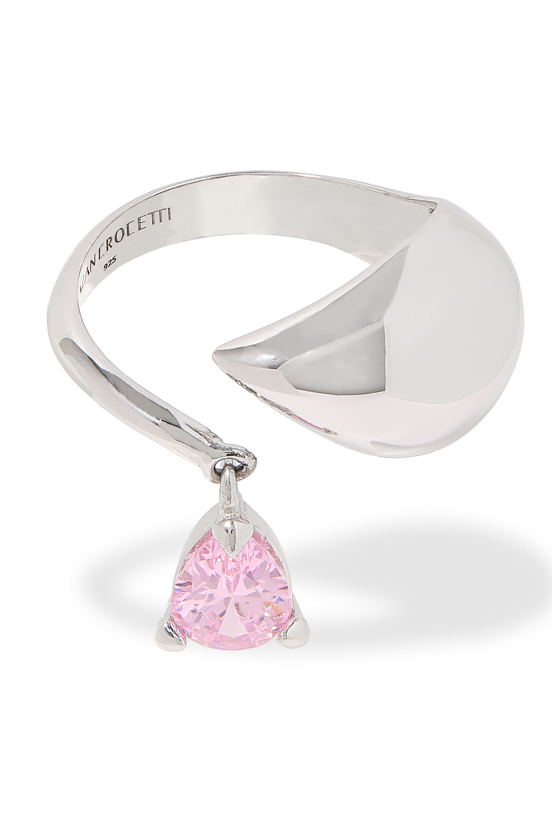 Blown Alien Pink Charm Ring, 925 Sterling Silver & Stone
