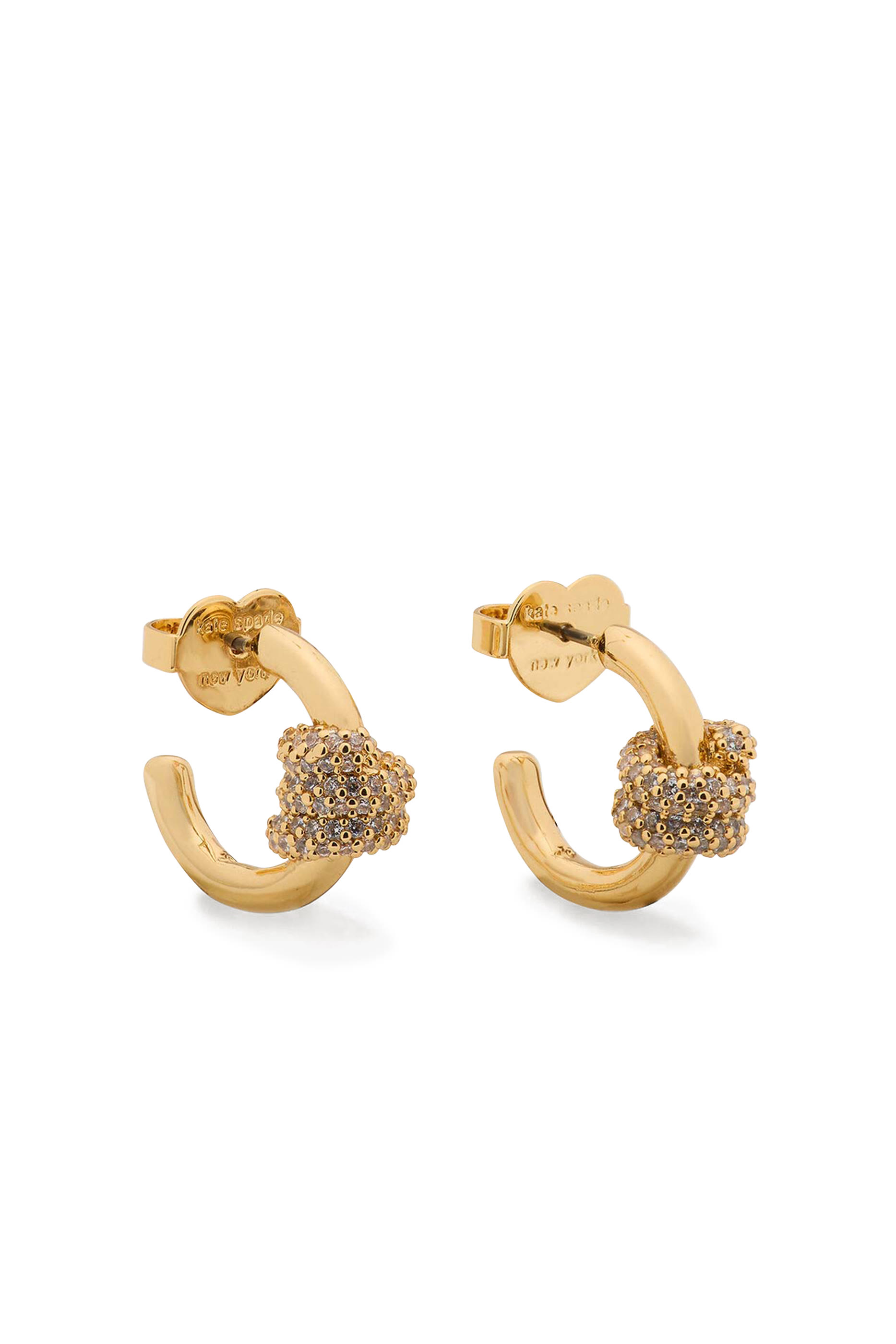 Ropes and Knots Pave Huggies, Plated Metal & Cubic Zirconia, Titanium Posts