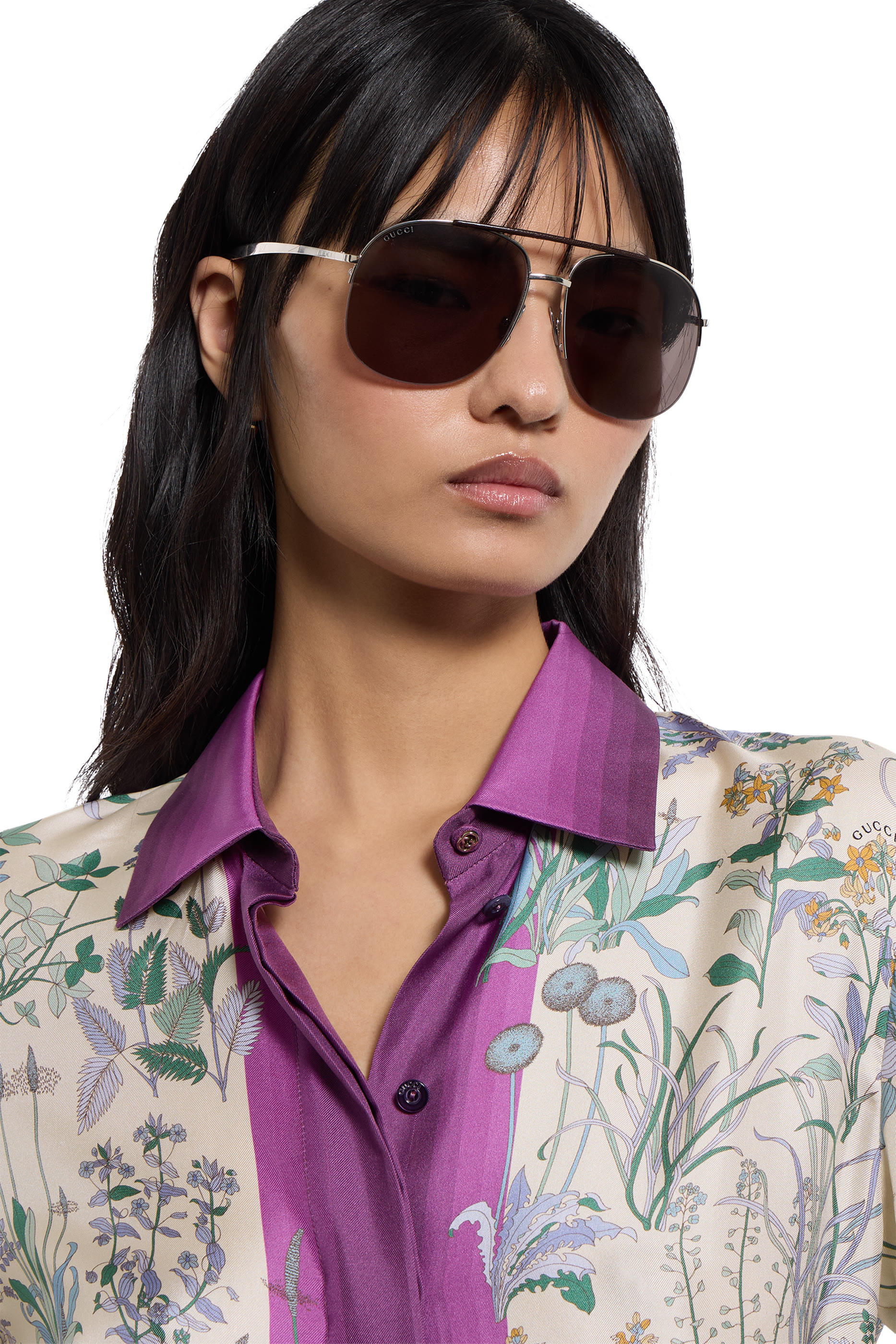 Floral Print Silk Twill Shirt
