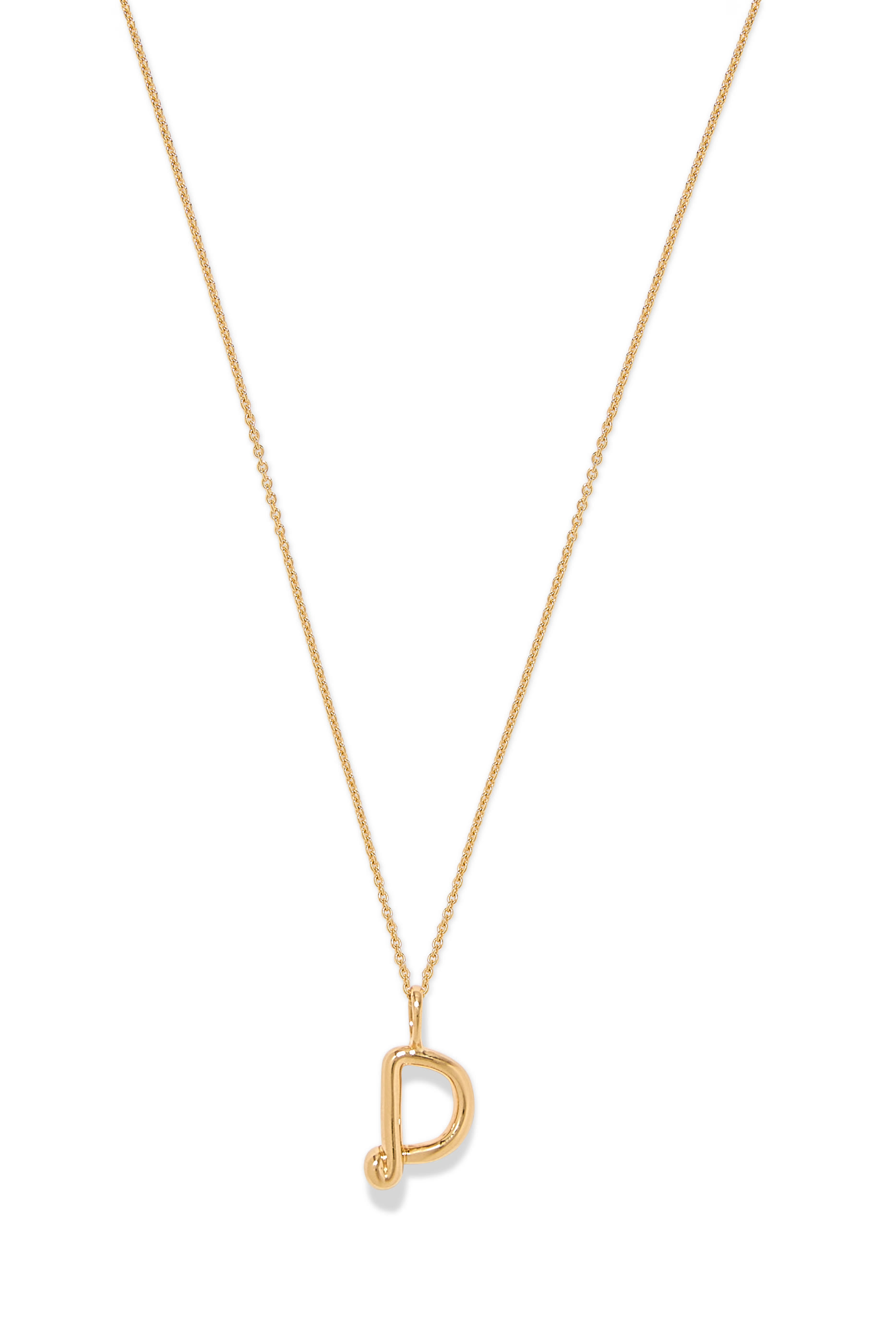 Curly Molten Mini Initial Necklace - D, 18ct Recycled Gold Vermeil on Recycled Sterling Silver