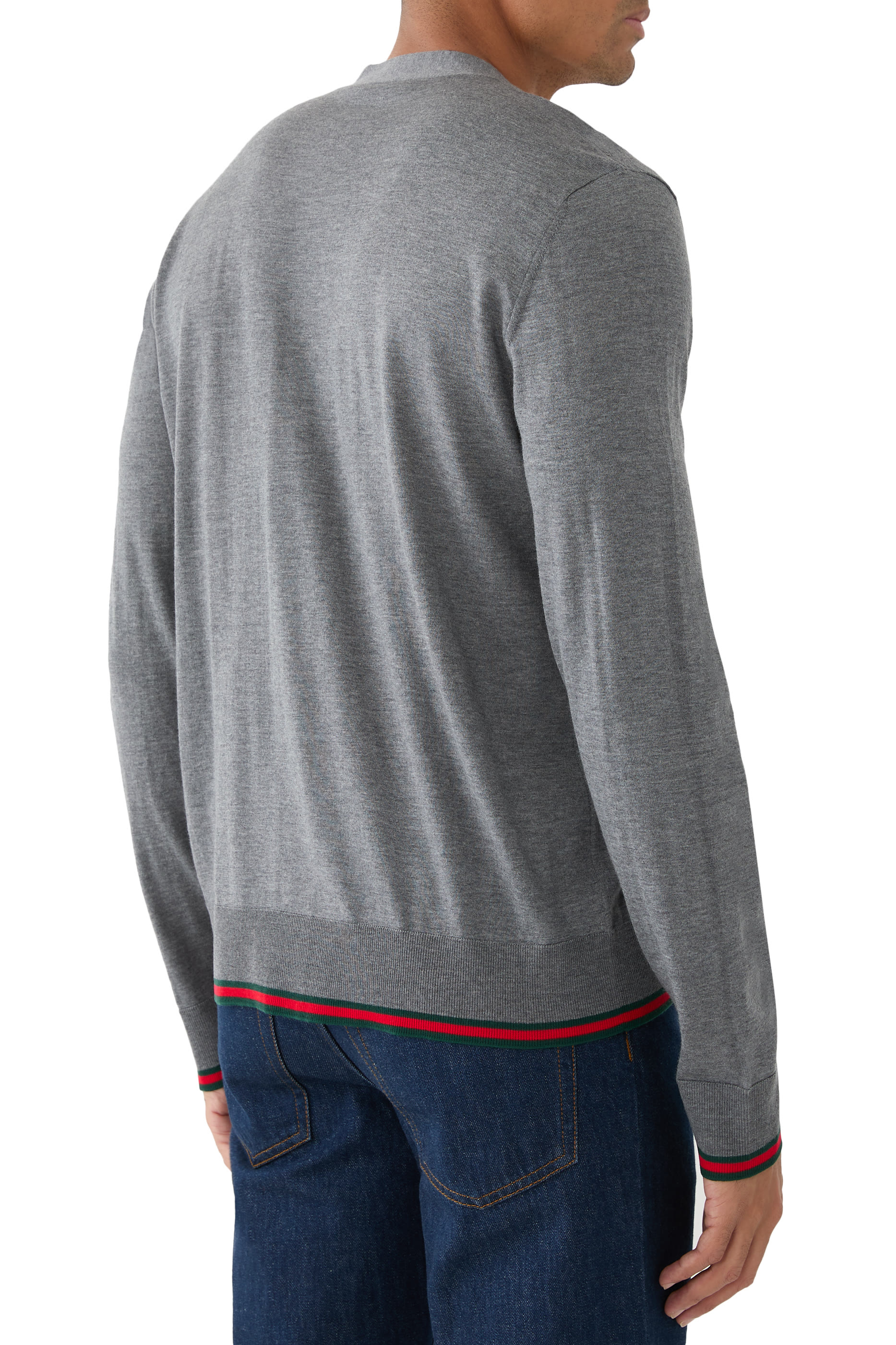 Wool Knit Cardigan with Web