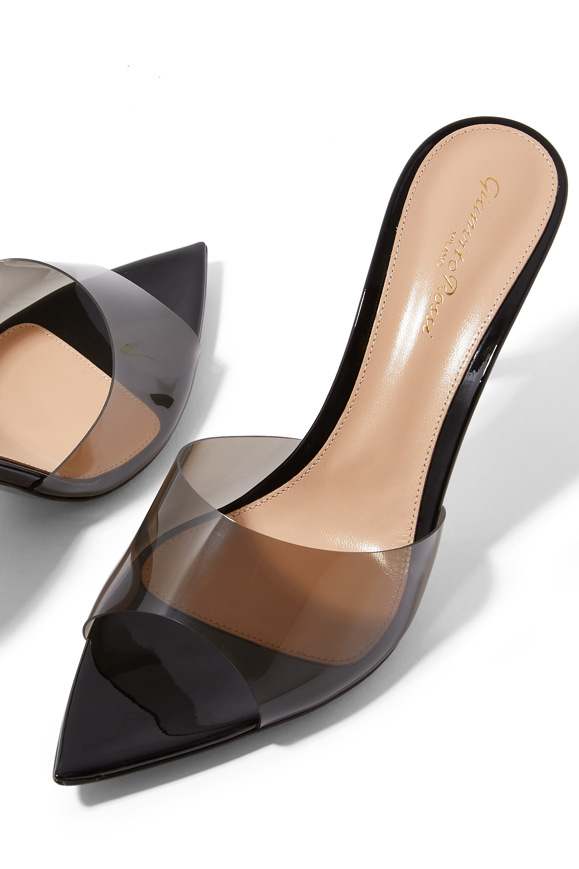 Elle 85 Plexi & Patent Leather Mules