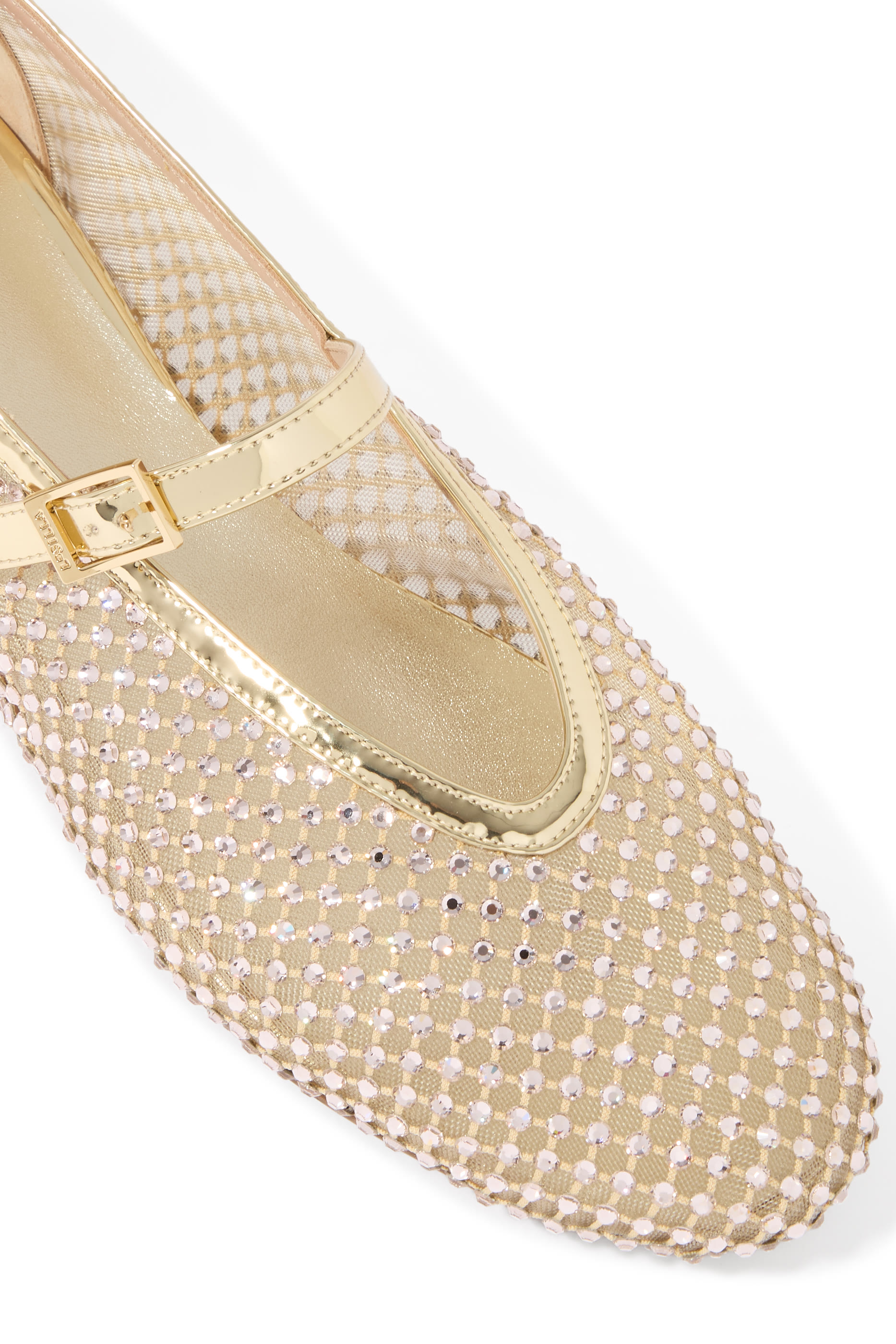  Pewter Fishnet Ballet Flat with Crystals